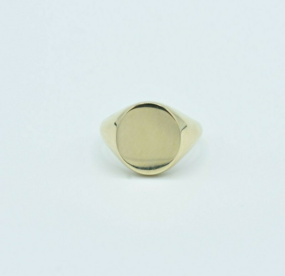 Oval Shiny Signet Ring Real Solid 10K Yellow Gold All Sizes | eBay