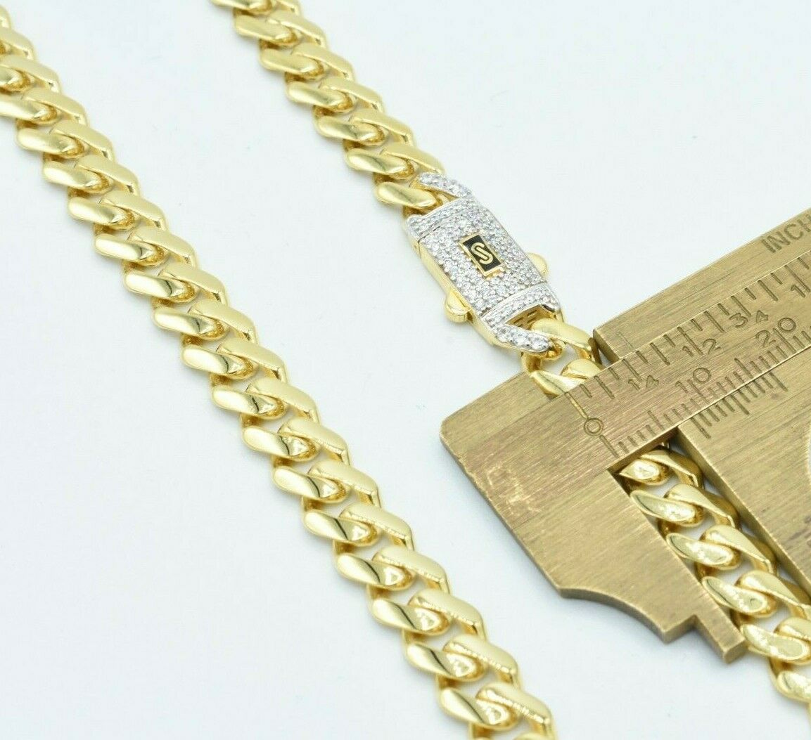 7.5mm Miami Cuban Royal Link Chain Necklace Box Clasp Real 10K