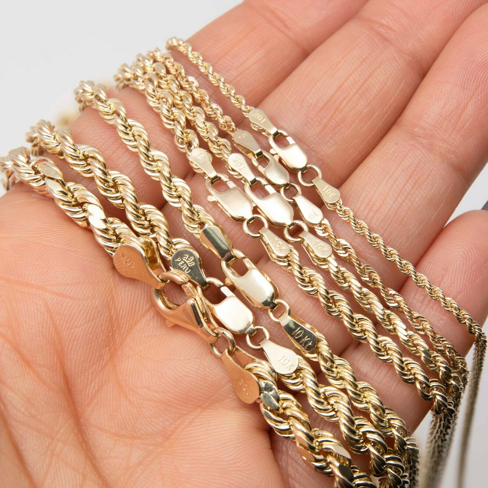 Rope Chain Necklace Real 10K Yellow Gold All Sizes | eBay UK