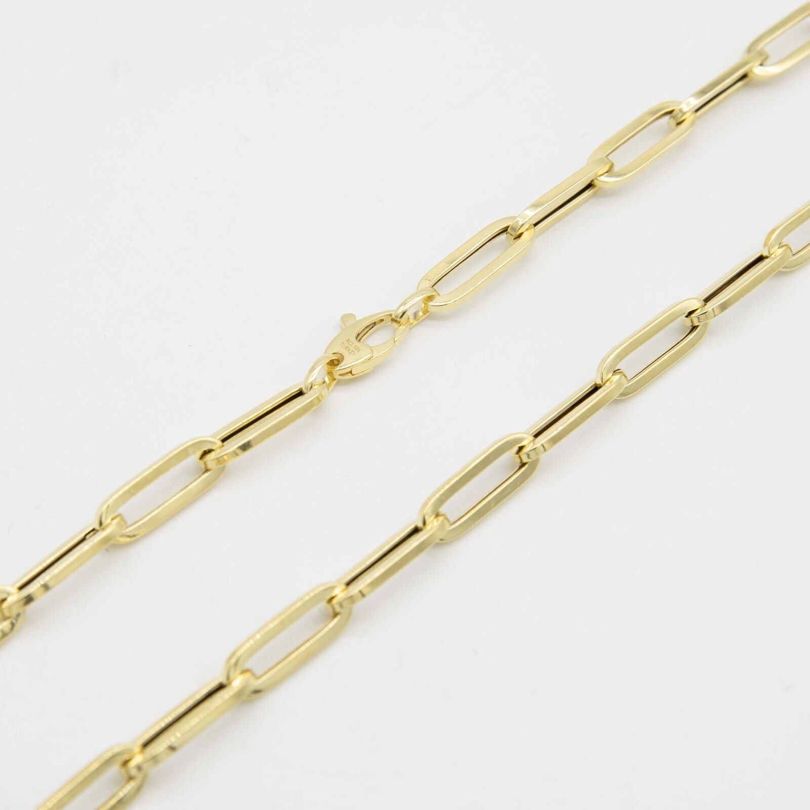 10Kゴールド ビンテージカラーチップ 6mm Paperclip Link Chain Necklace 10K Real Yellow Gold All Sizes