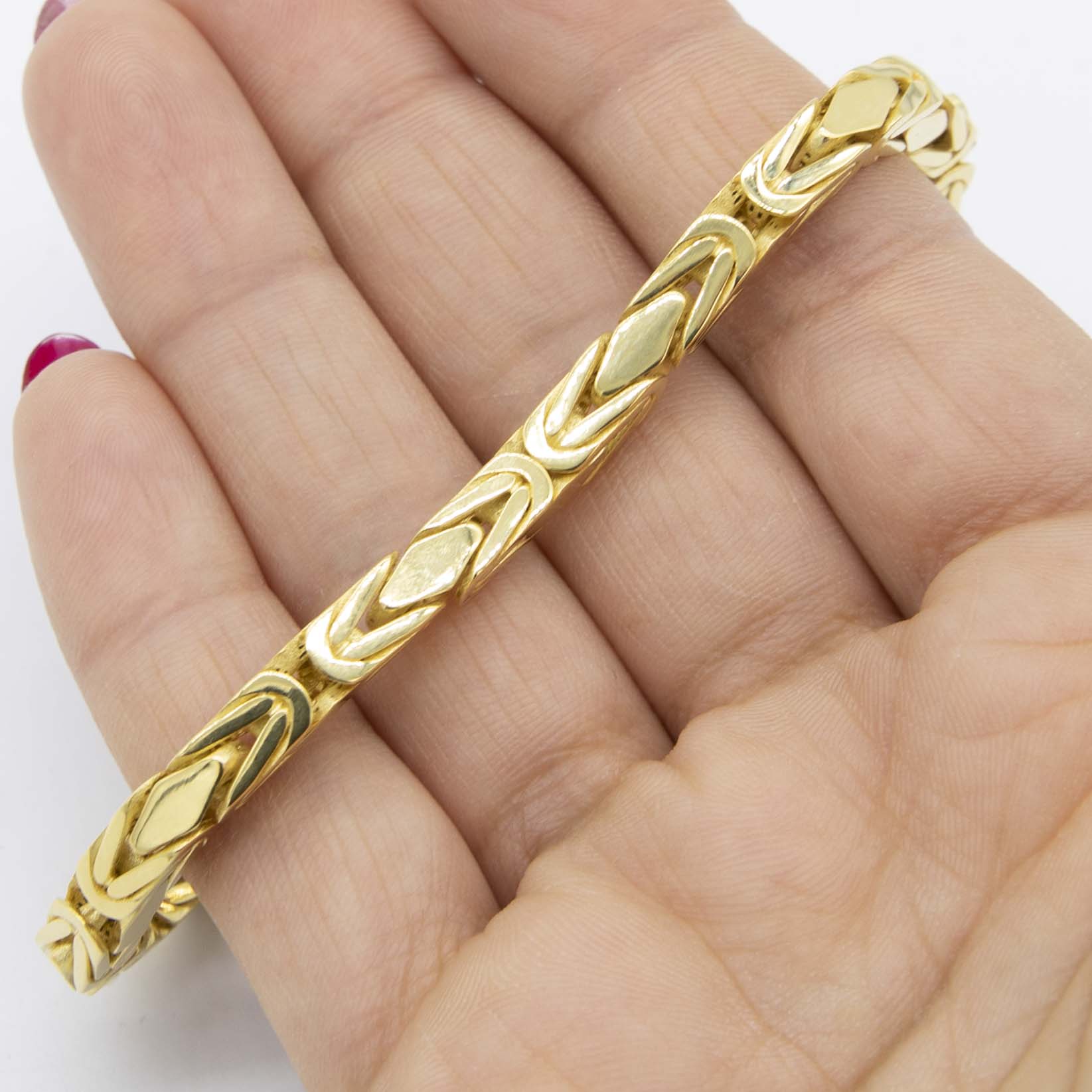 5mm Monaco Chain Square Byzantine Royal Link Bracelet Real 10K