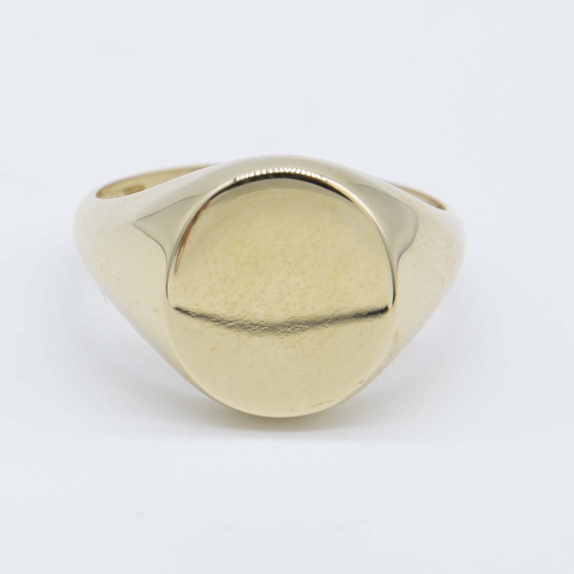 Oval Shiny Signet Ring Real Solid 14K Yellow Gold All Sizes | eBay