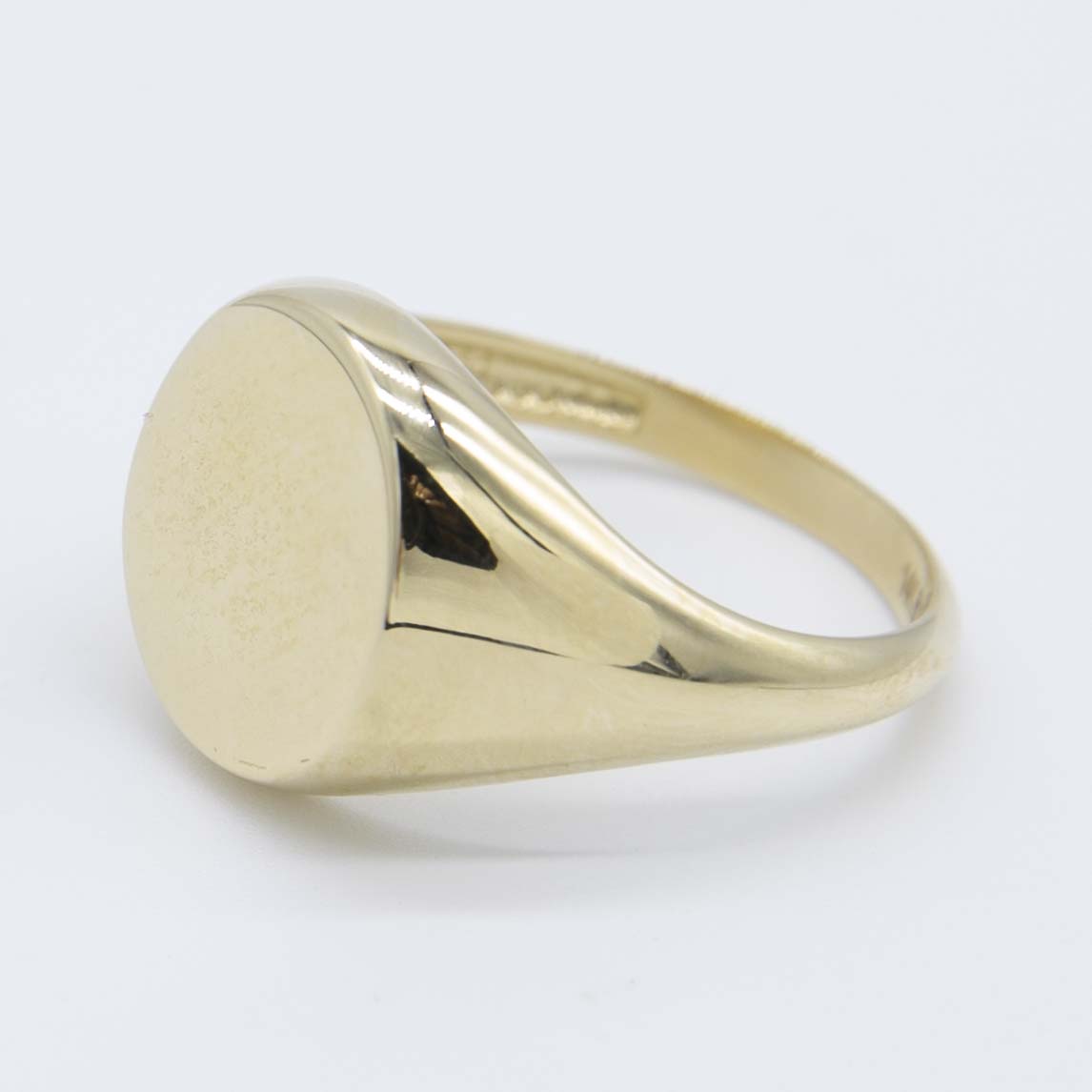 Oval Shiny Signet Ring Real Solid 14K Yellow Gold All Sizes | eBay