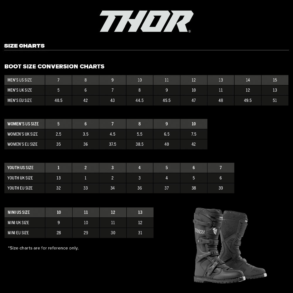  thor boots sizing chart 