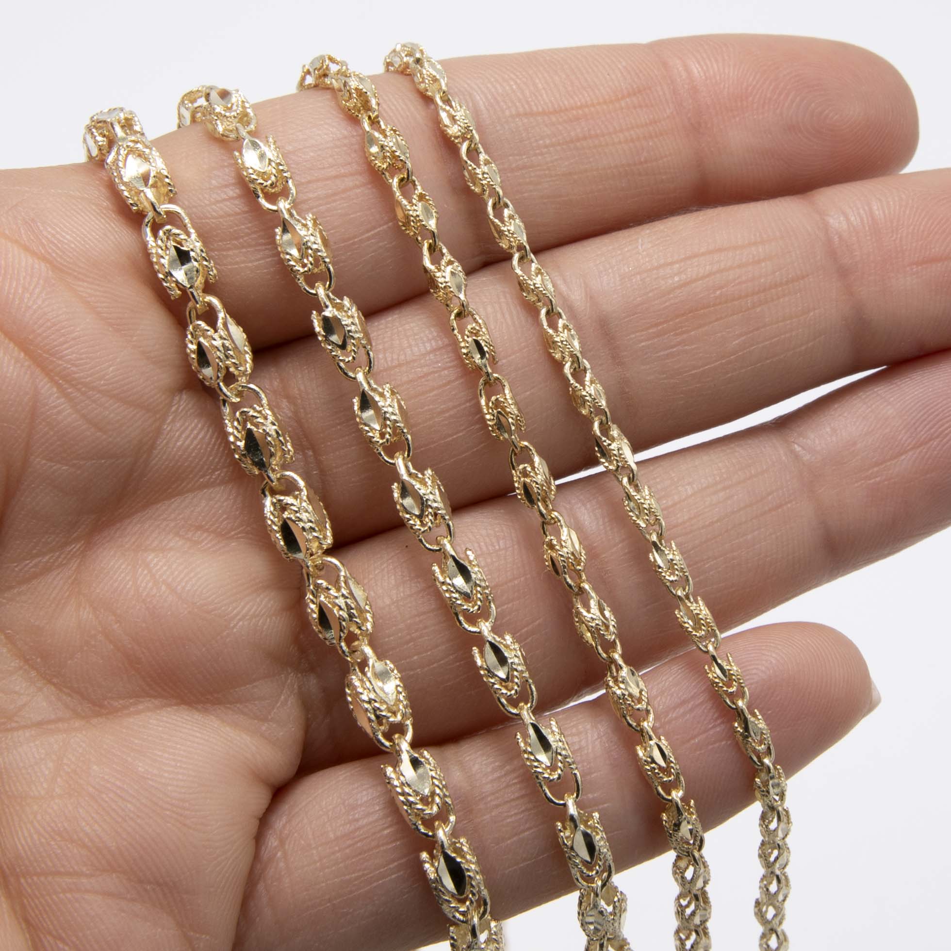A*P様 10K Gold Rope Necklace 51cm 3mm 3mm Rope Chain Necklace Solid 10K Yellow Gold 22
