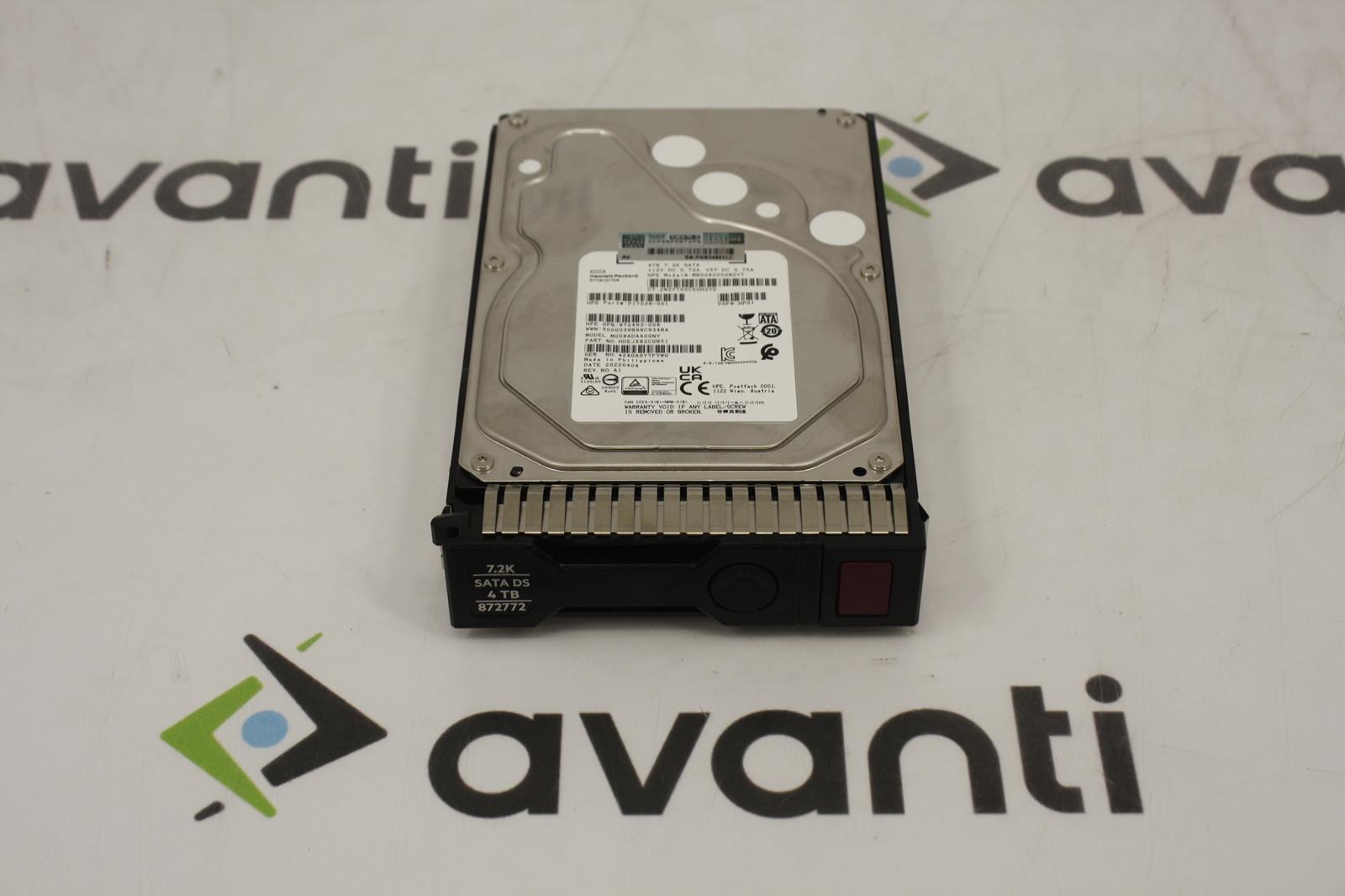 HPE 4TB 7 2K SATA MB004000GWZVT 872493 008 P17038 001 W TRAY