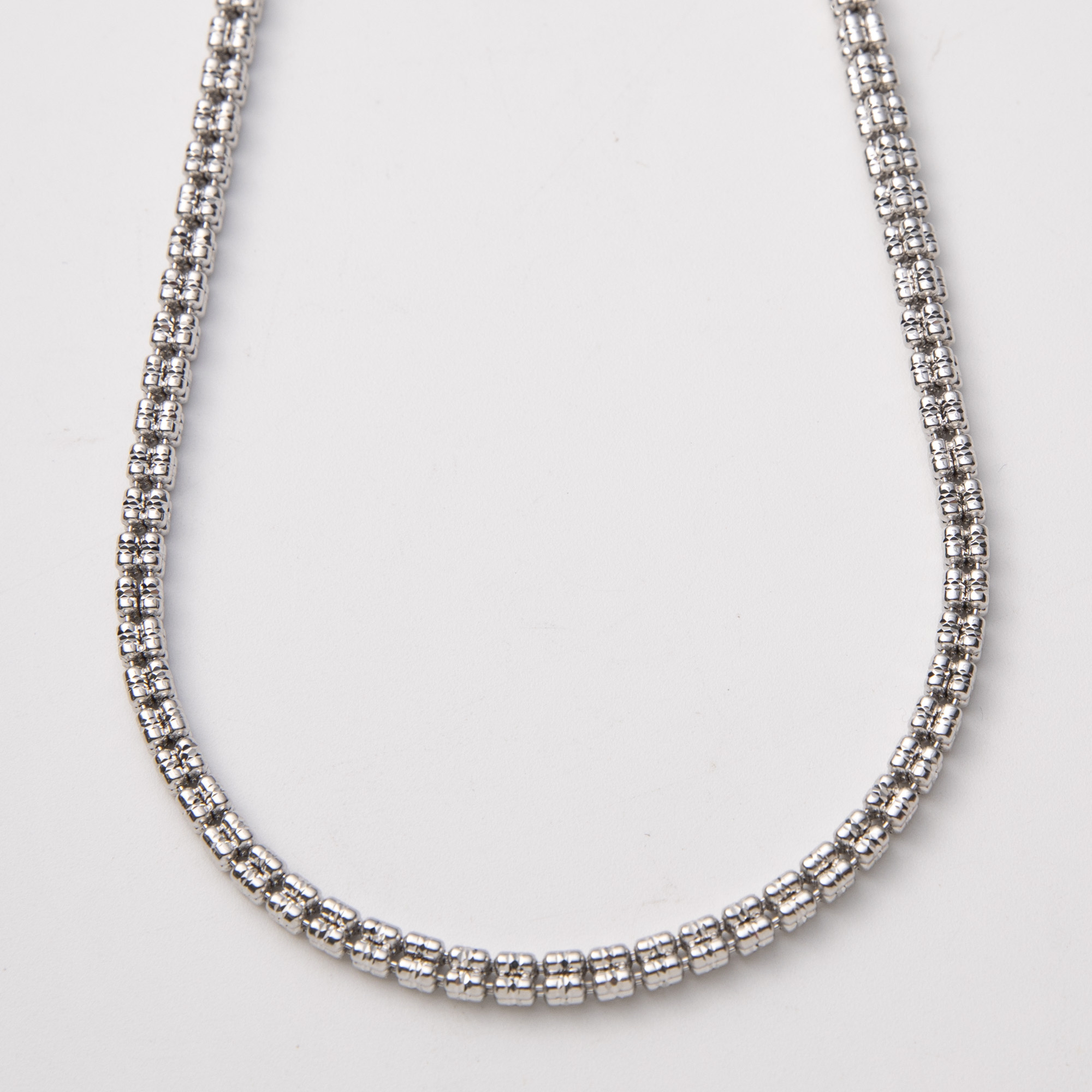 アクセサリー Glitter Ice Chain Necklace 14mm SILVER Ice Link Chain Rhodium Diamond-Cut 4mm Sterling Silver 925 Italy