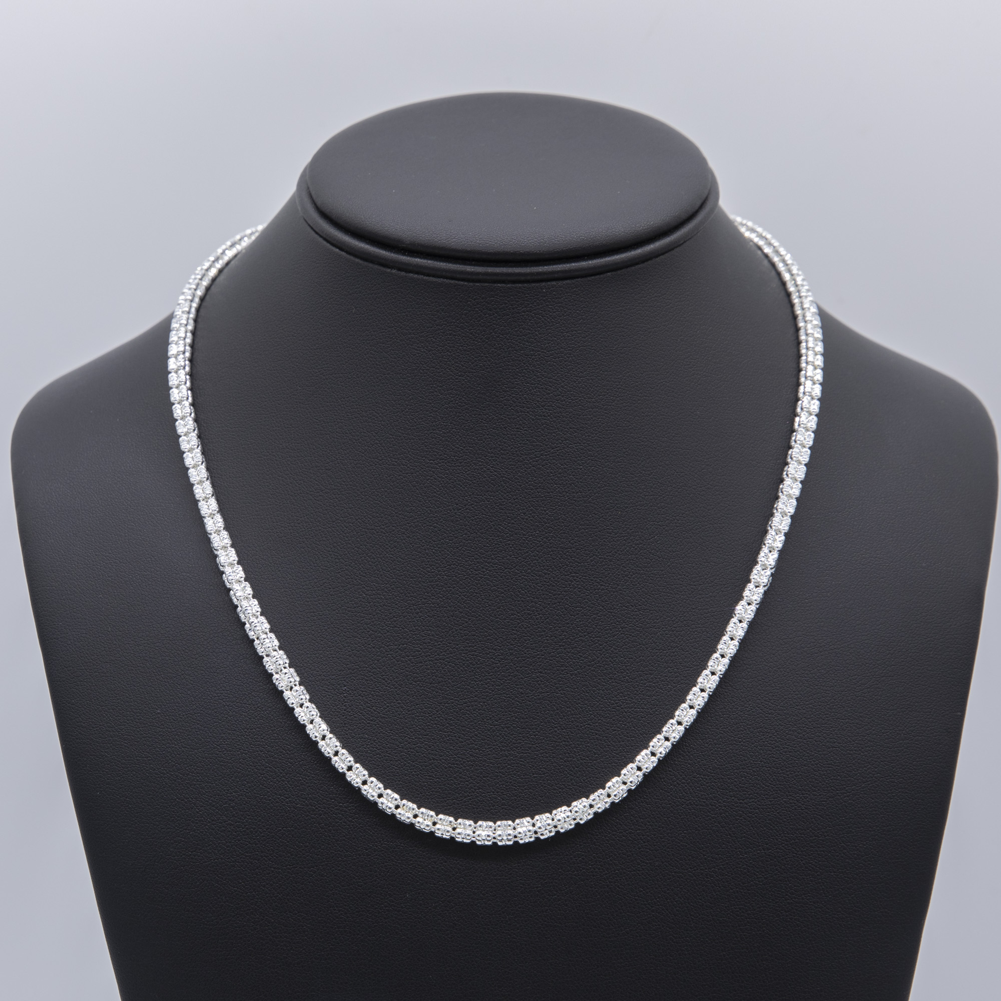 4mm Diamond-Cut Ice Link Chain Necklace Sterling Silver 925 Italy