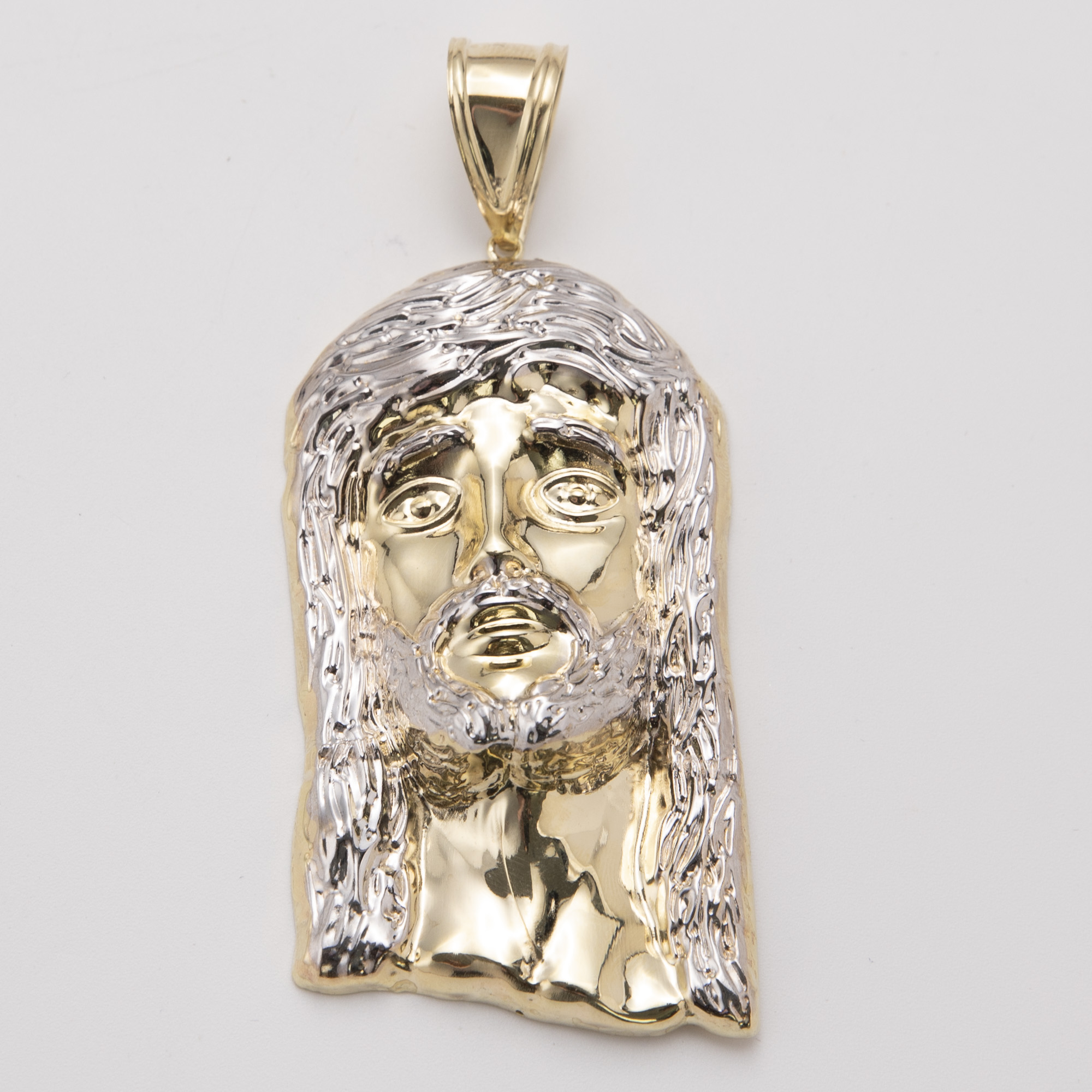 Men's Diamond Cut Jesus Head Charm Pendant Real 10K Yellow White