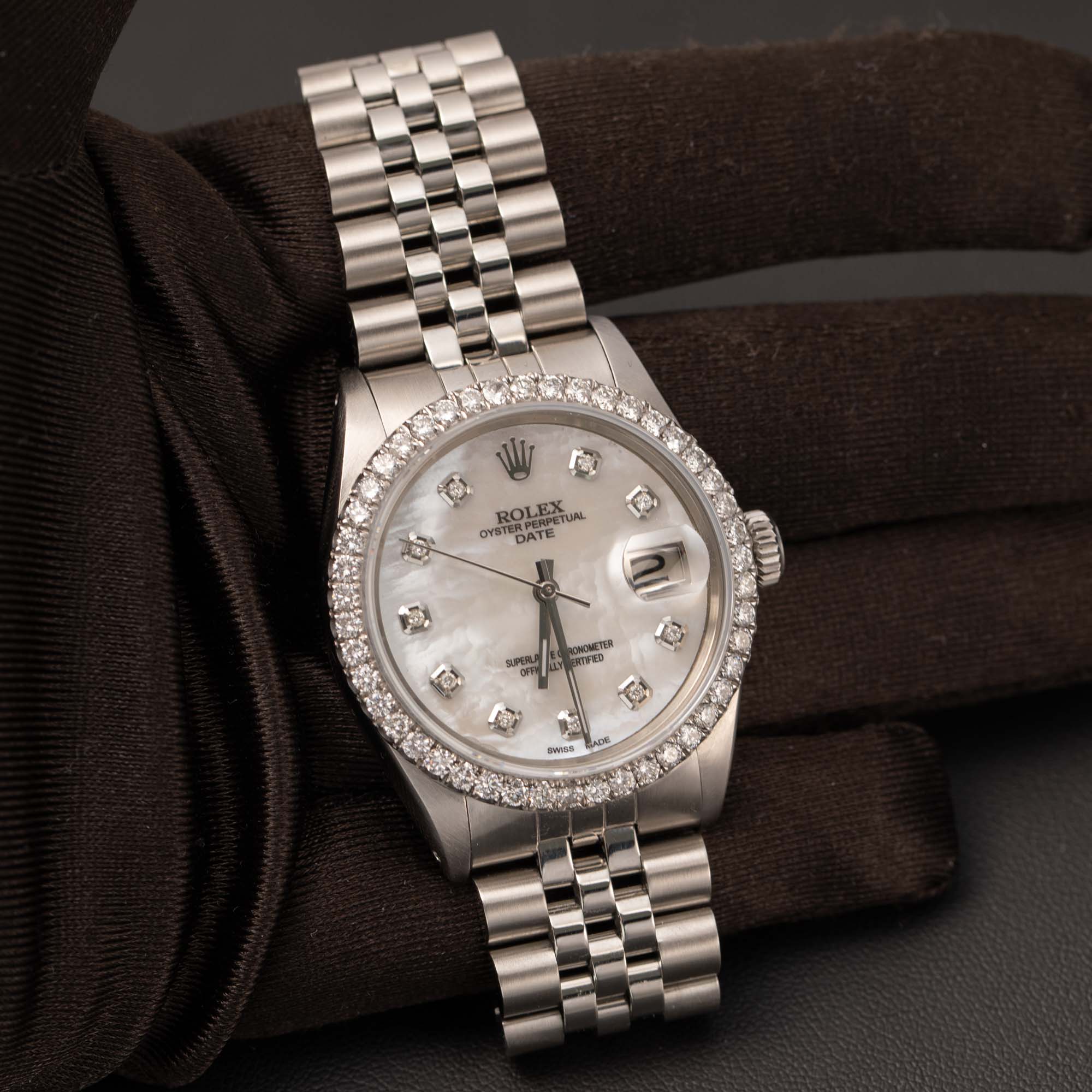 【本日のみ値下げ】ROLEX シルバーメタルキーホルダー Rolex Datejust 1501 Diamond Bezel Watch 34mm Mother of Pearl Dial