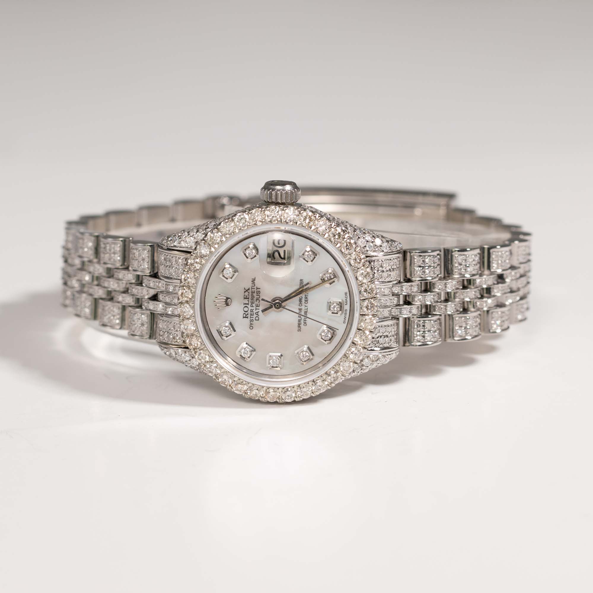 Rolex Datejust 6924 Diamond Bezel Jubilee Watch 26mm Mother of