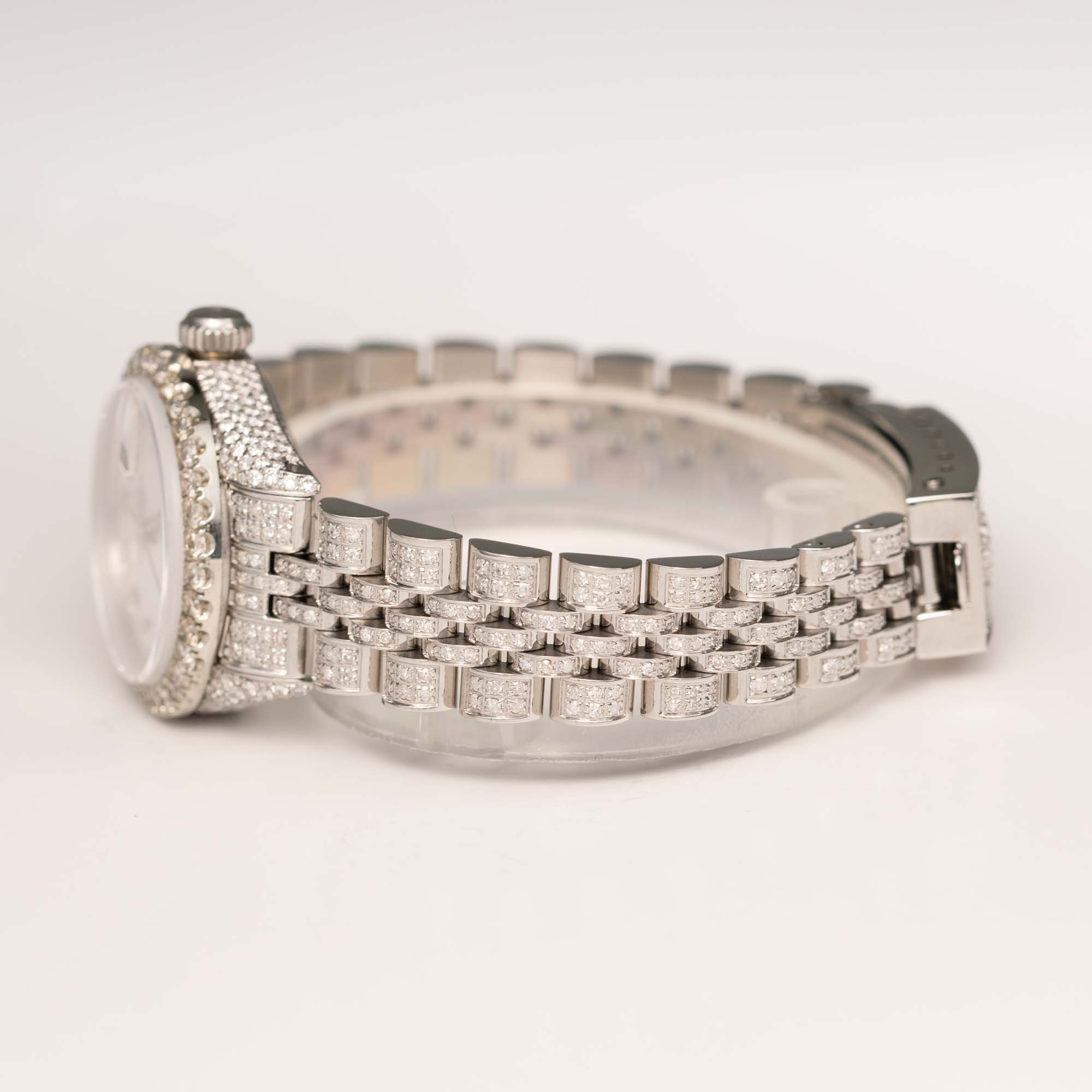 1981 Rolex Datejust Custom Diamond Dial and Bezel model # 6924 Rolex Datejust 6924 Diamond Bezel Jubilee Watch 26mm Mother  main image 2