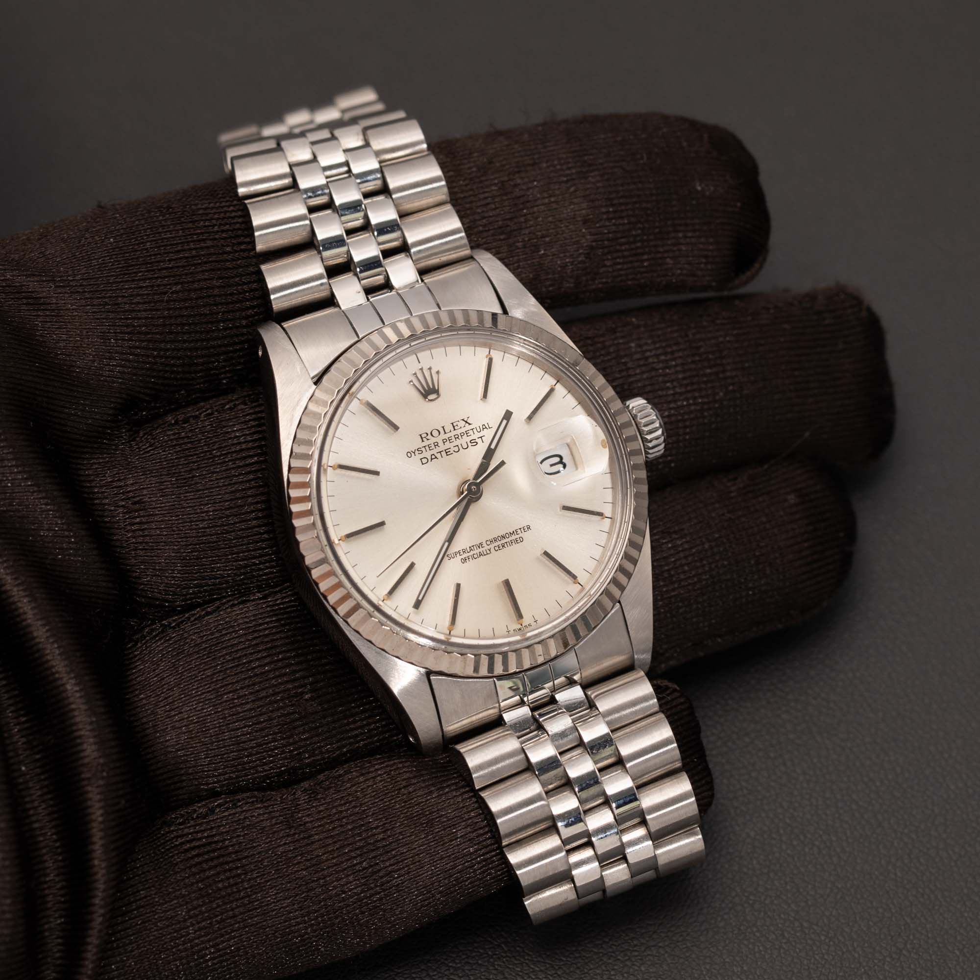 Rolex Datejust 16014 Fluted Bezel Jubilee Watch 36mm Silver Dial