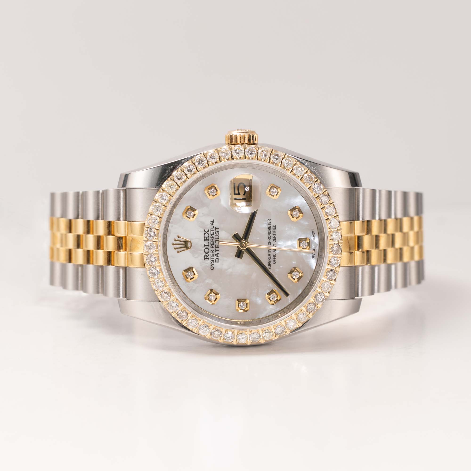 Rolex Datejust 116233 Diamond Bezel Watch 36mm Mother of Pearl
