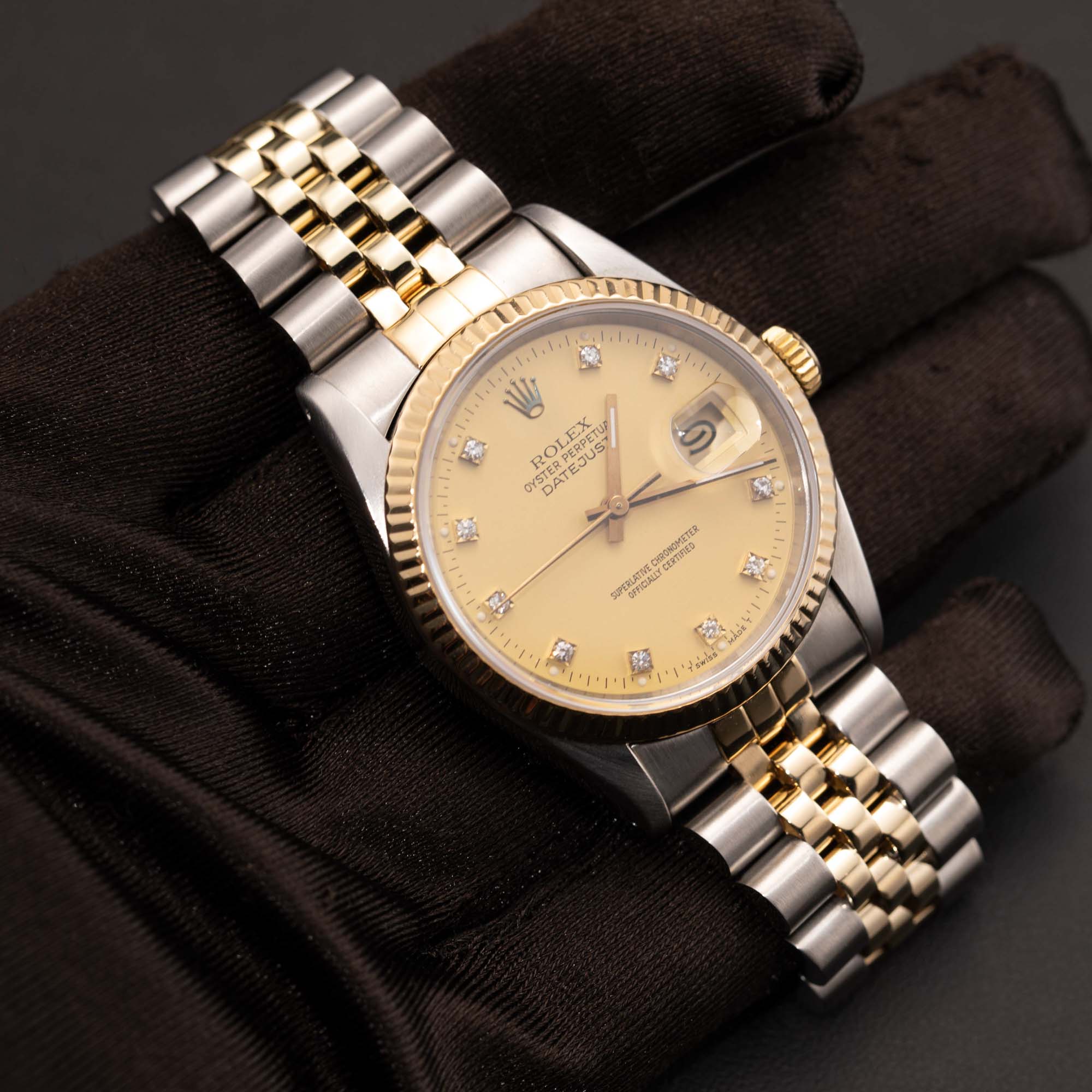 ロレックス ROLEX 16233 16013 コマ 純正 幅15.5 2コマ Rolex Datejust 16013 Fluted Bezel Watch 36mm Champagne Diamond