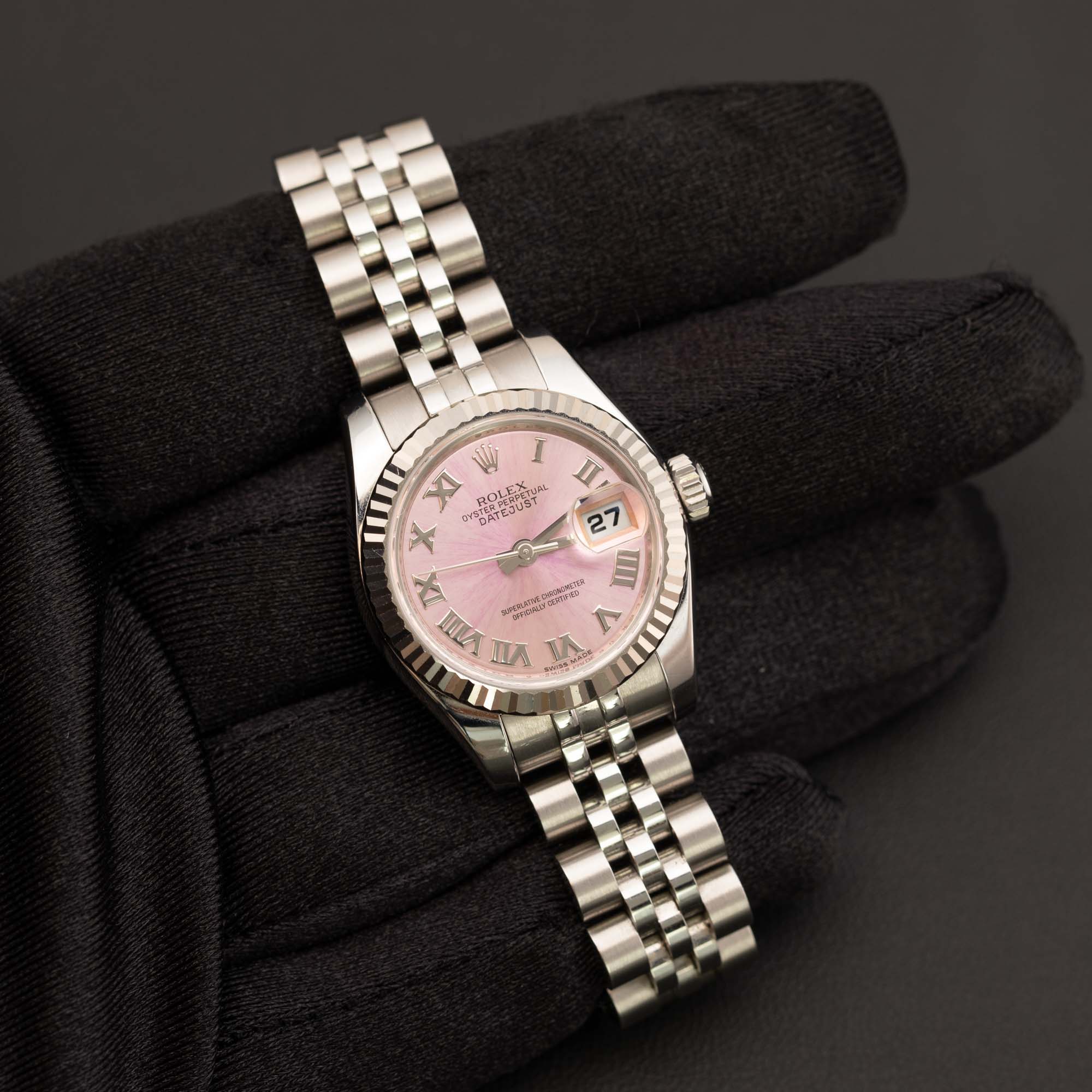 Rolex Datejust 179174 Jubilee Watch 26mm Pink Roman Dial I BOX