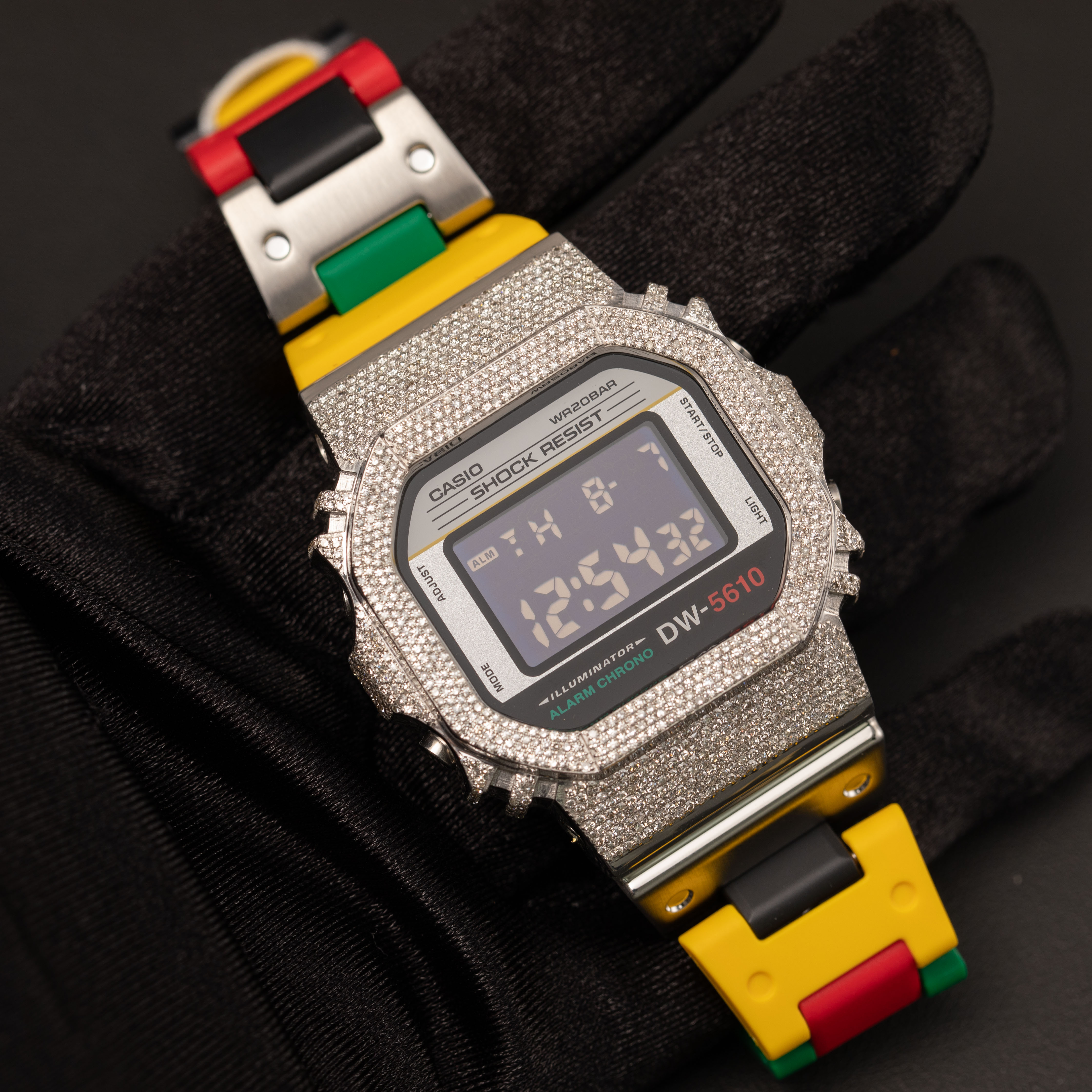 G-Shock DW5610MT-1 Black Dial White Diamond Watch, 3.90ct | eBay