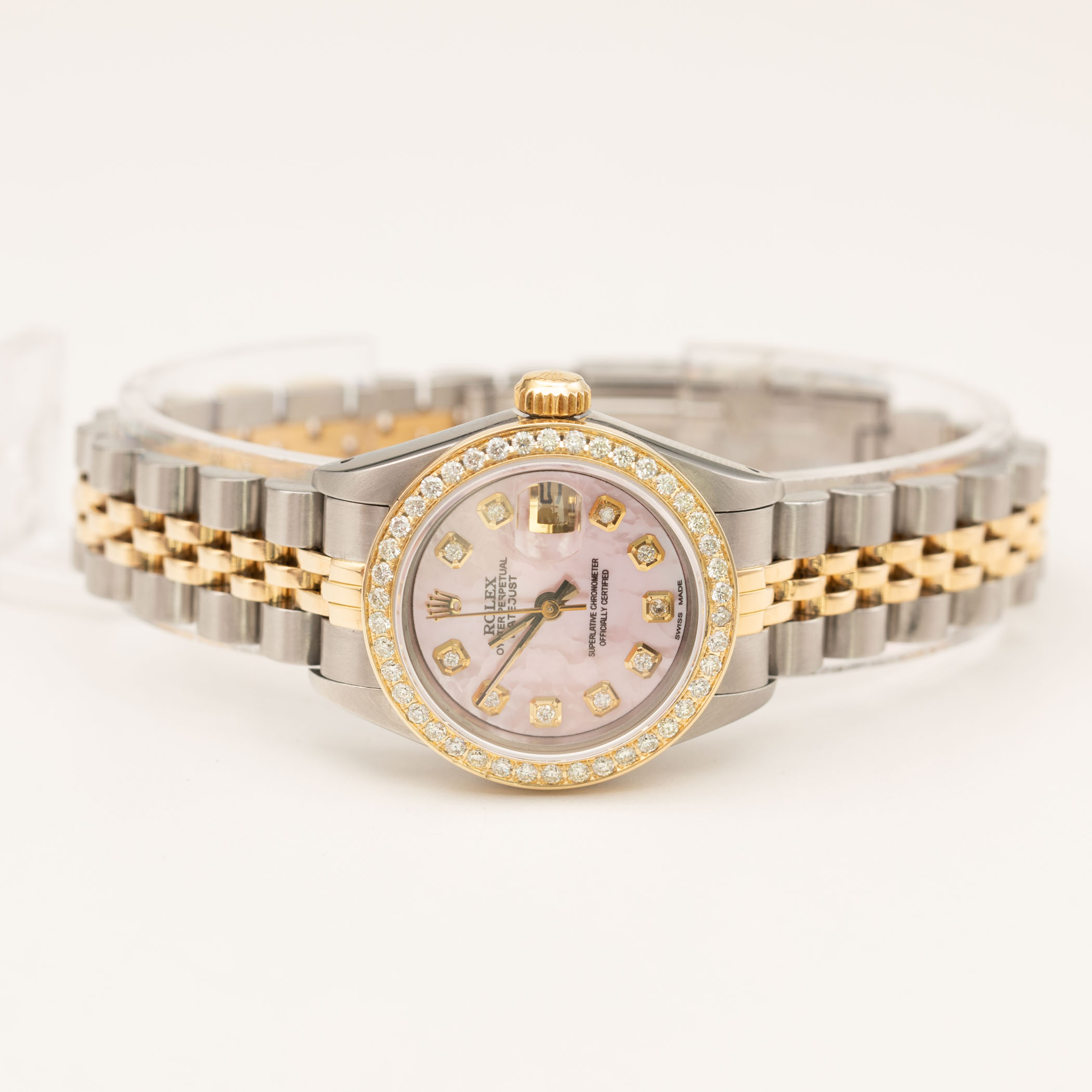 Rolex Datejust 69173 Diamond Two-Tone Jubilee Watch 26mm Pink MOP
