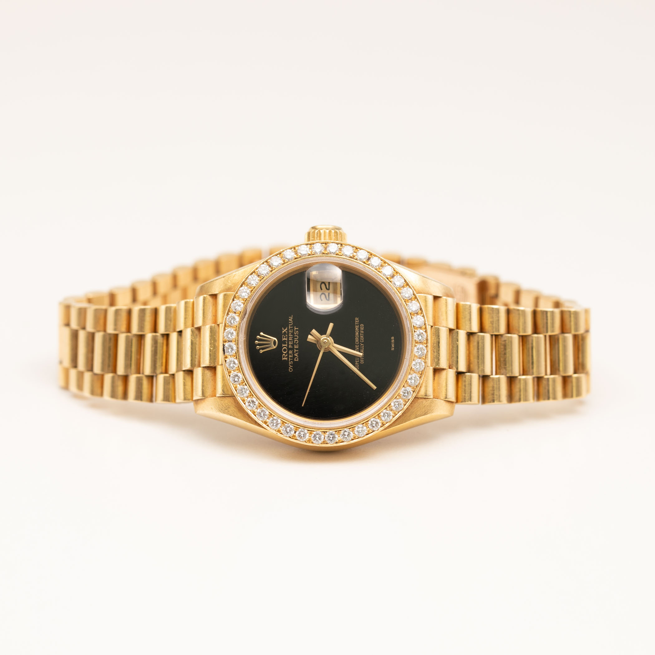 Presidential Rolex Datejust 69178 Diamond Bezel Watch 26mm Black