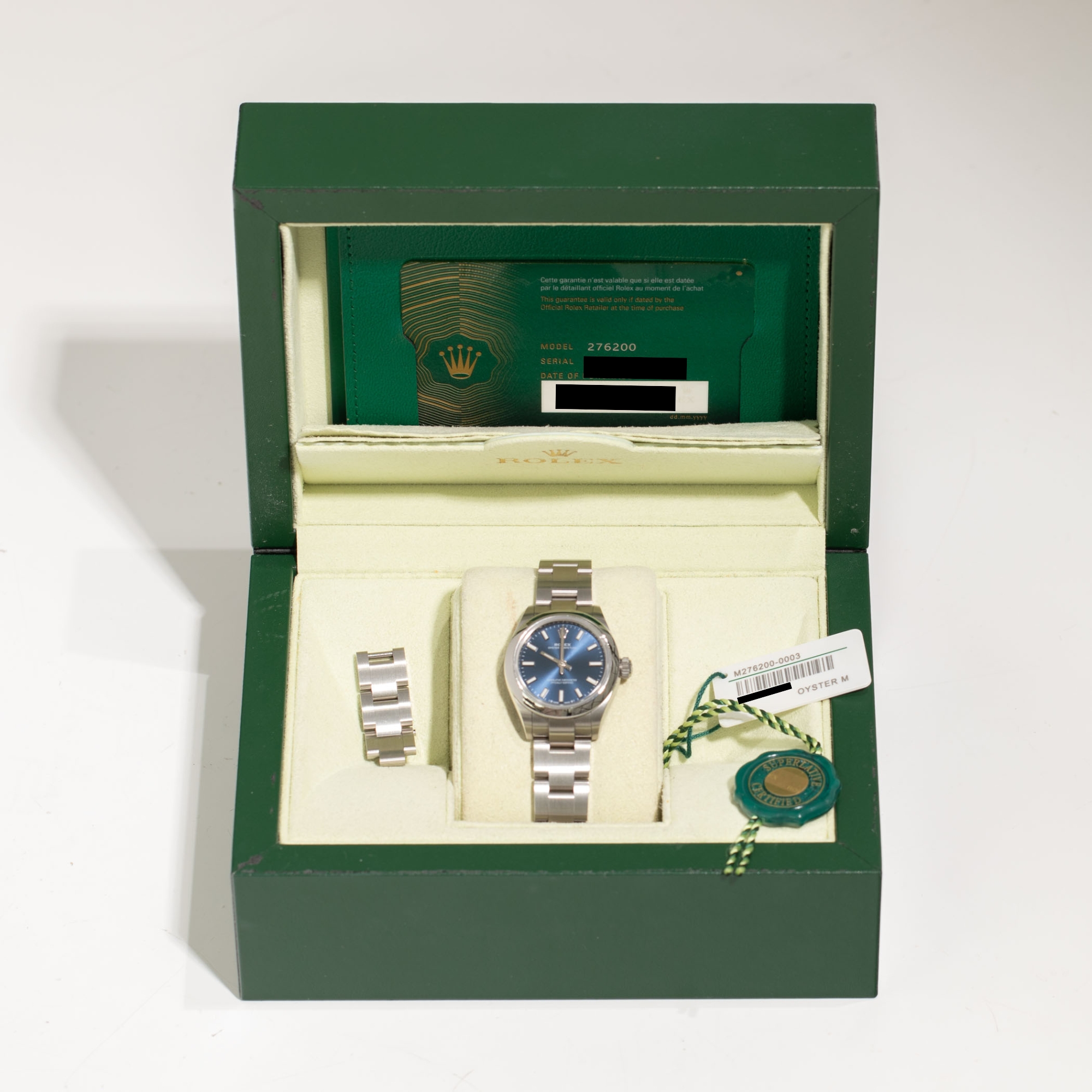 Rolex Oyster Perpetual 276200 28mm Blue Dial Watch Full Set, BOX