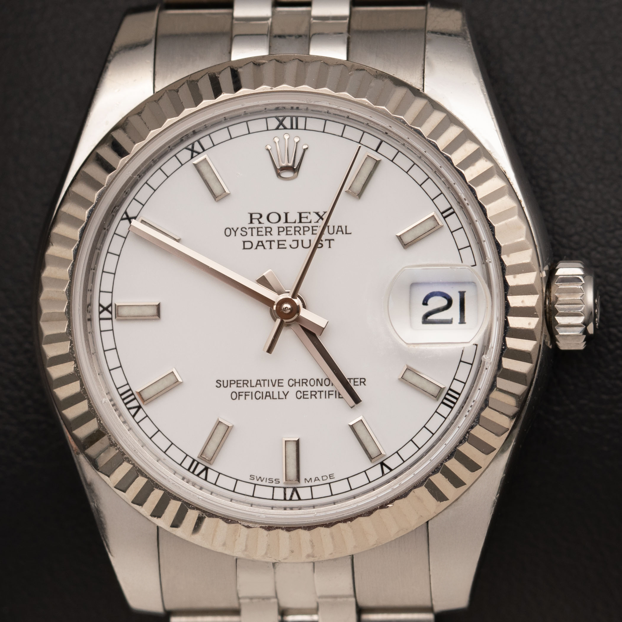 Rolex Datejust 178274 Fluted Bezel Watch 31mm White Index Dial | eBay