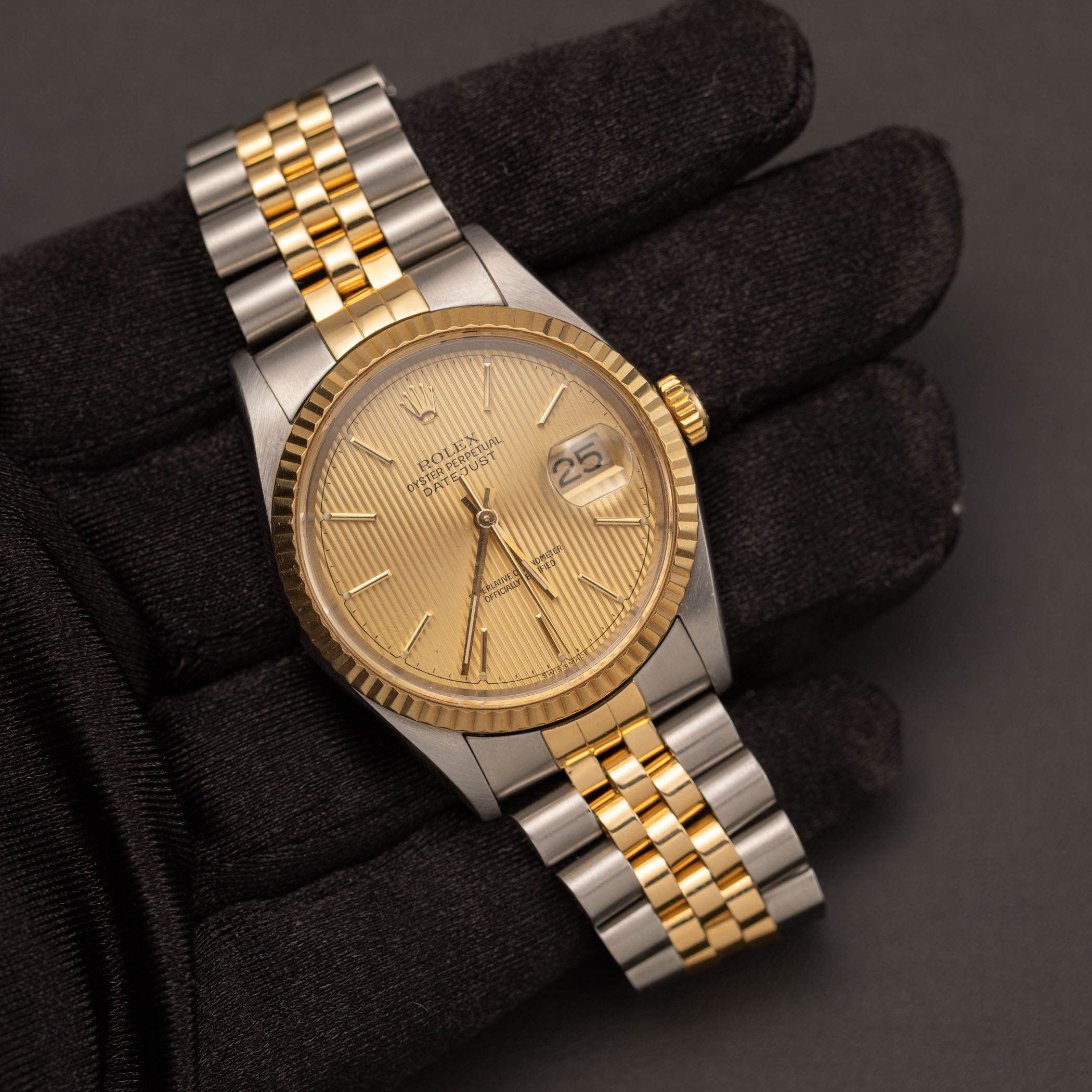 Rolex Datejust 16233 Two-Tone Jubilee 36mm Champagne Tapestry Dial
