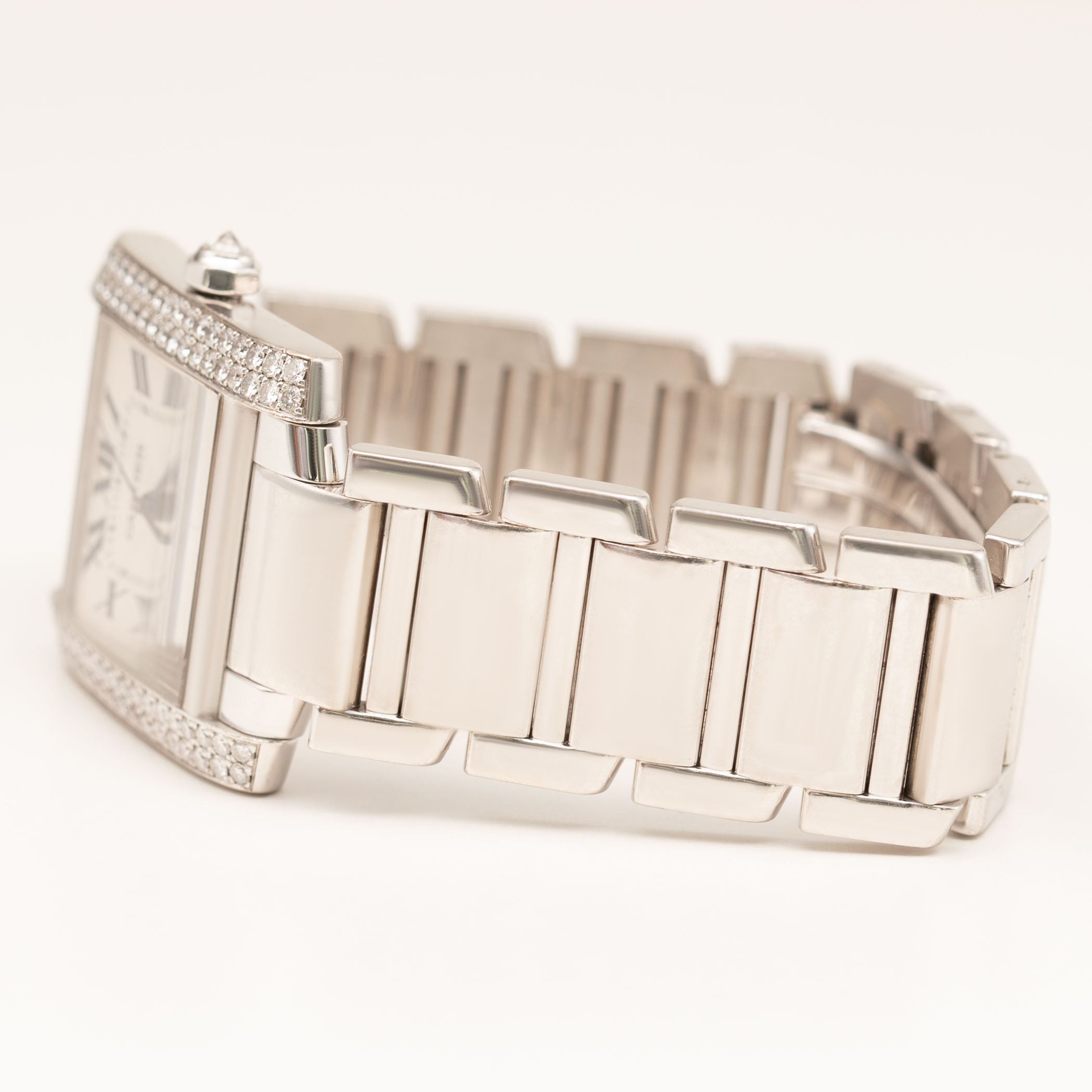 Women's Cartier Tank Française 28mm Watch Diamond Bezel 18K White