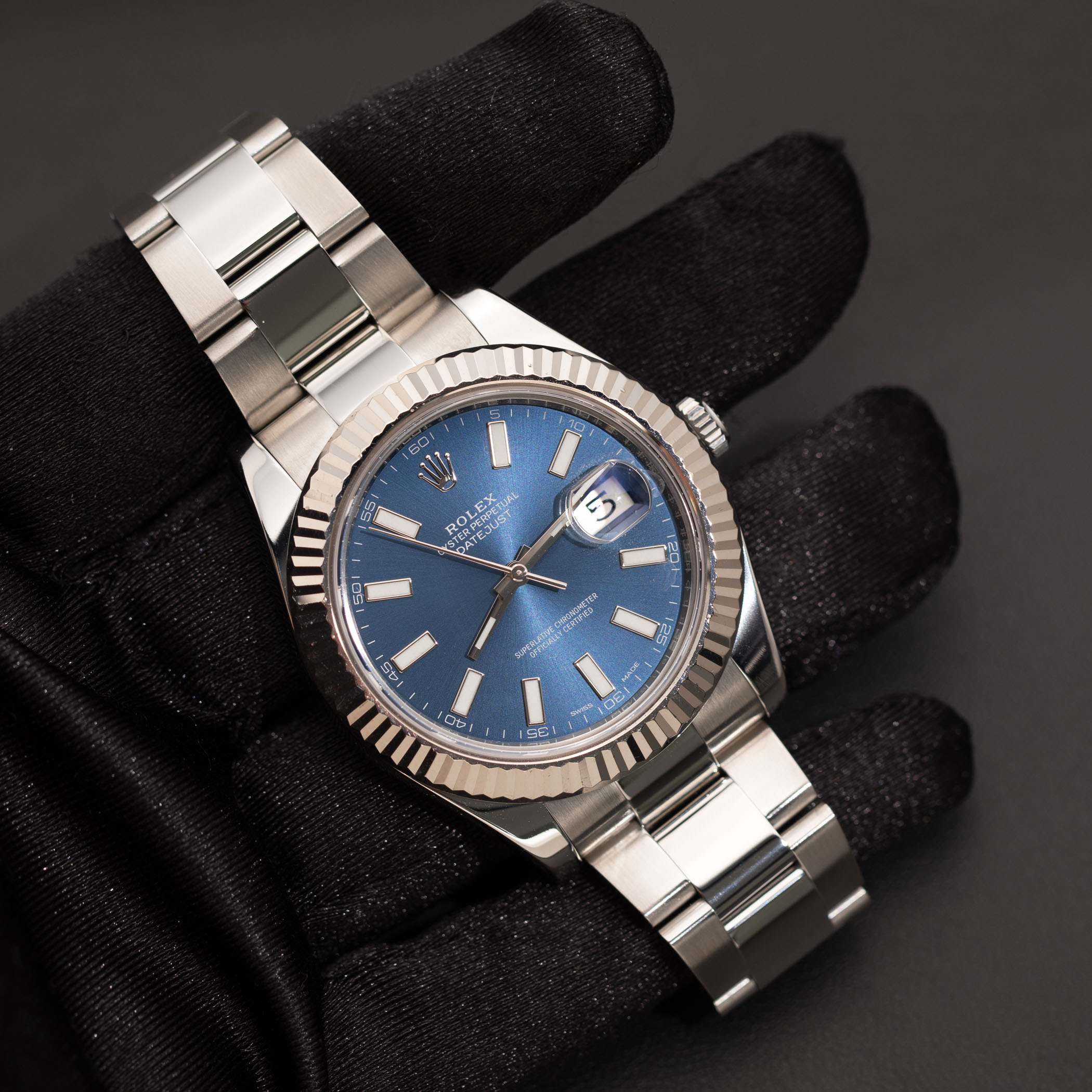 Rolex Datejust 116334 Fluted Bezel Watch 41mm Blue Index Dial | eBay