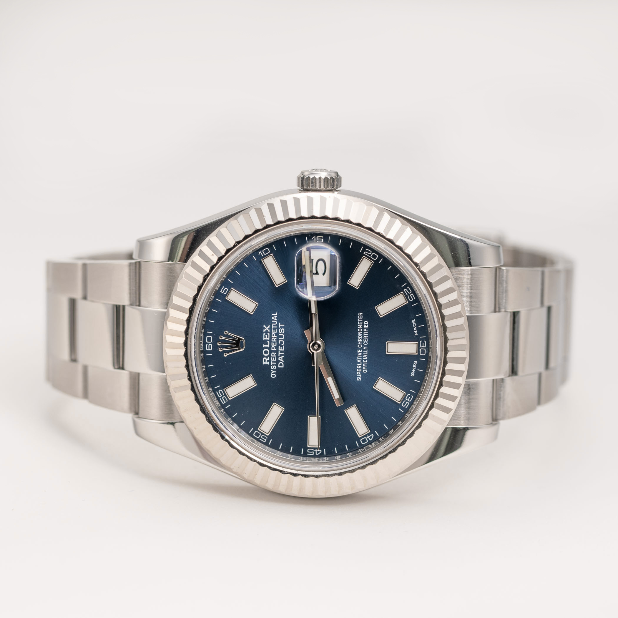 Rolex Datejust 116334 Fluted Bezel Watch 41mm Blue Index Dial | eBay