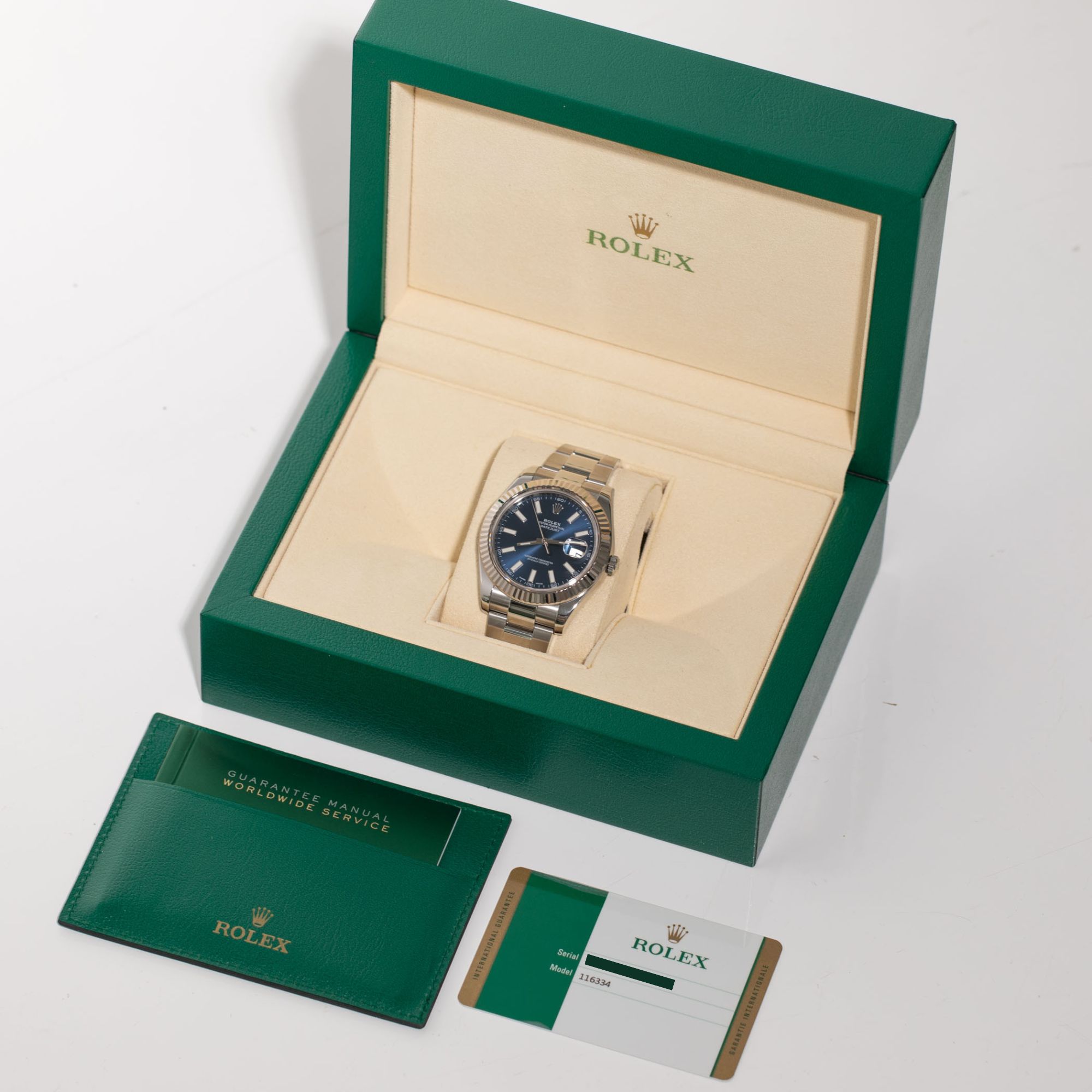 ロレックス ROLEX 時計空き箱 純正ボックス 116334 Rolex Datejust 116334 Fluted Bezel Watch 41mm Blue Index Dial | eBay