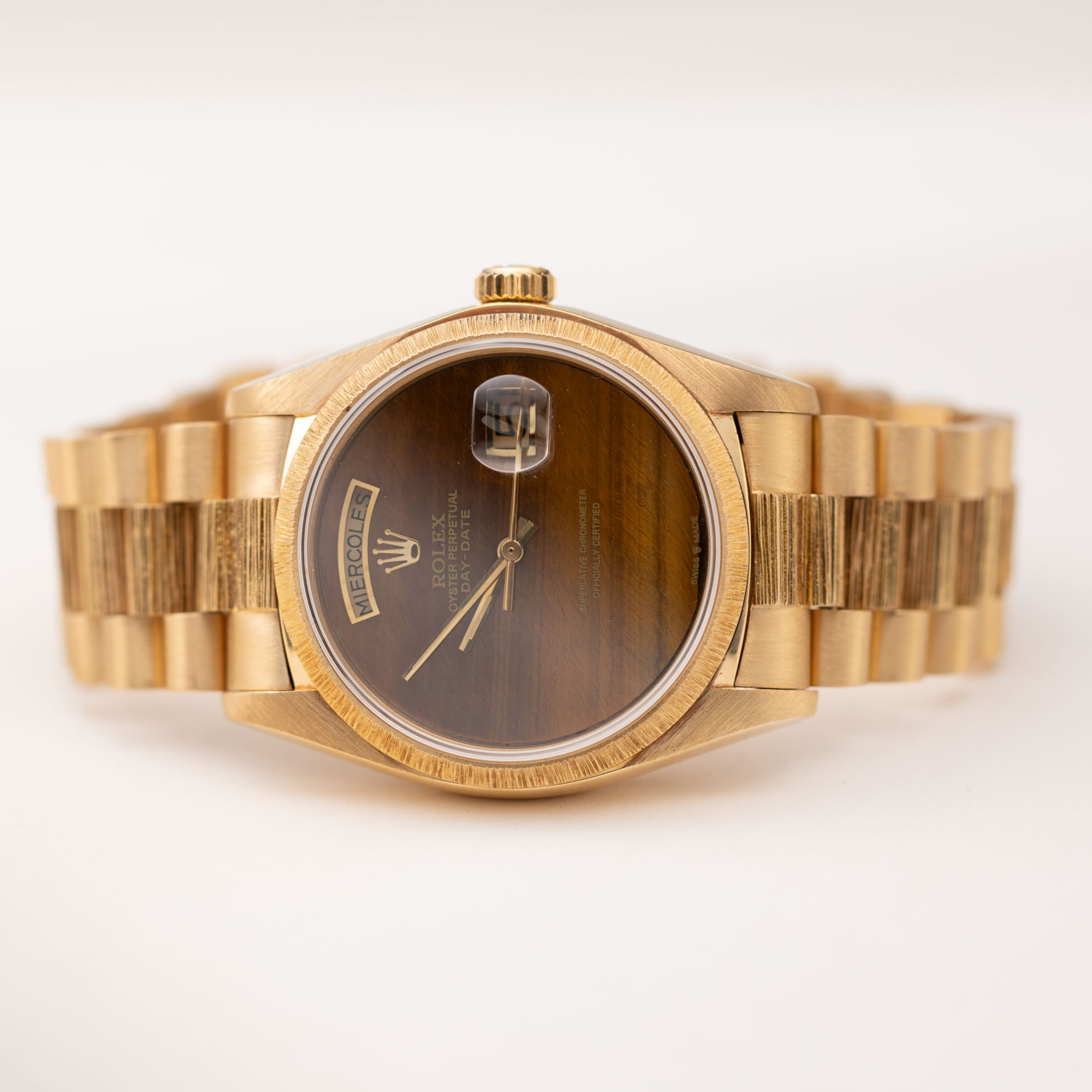 Presidential Rolex Day-Date Bark 18078 Watch 36mm Tiger's Eye 18K