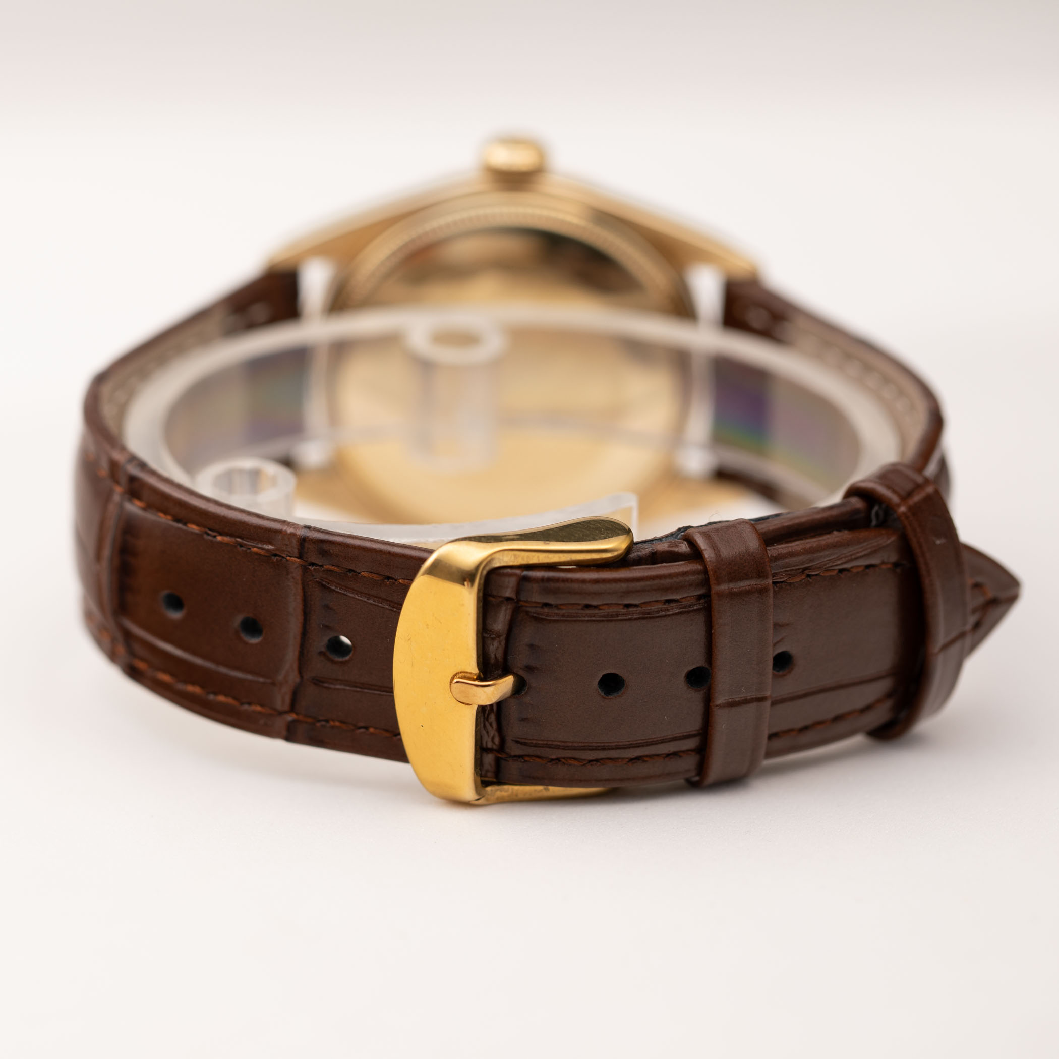 Rolex Date 1500 Brown Leather Strap Watch 34mm 14K Yellow  display picture 1