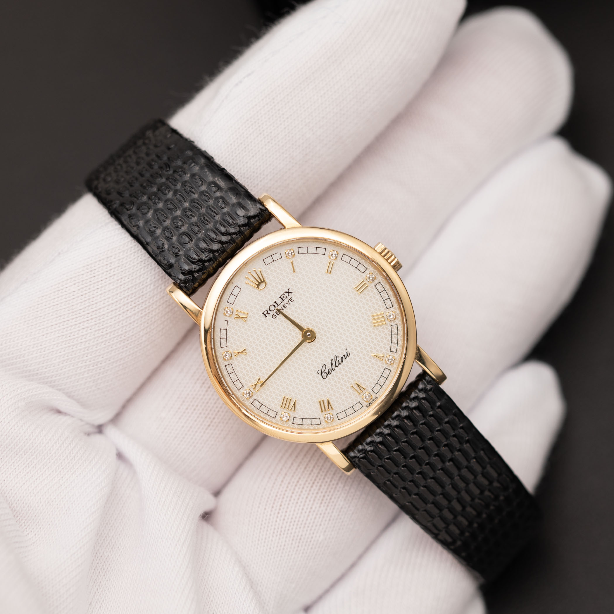 Rolex Cellini 5109 Watch 26mm Factory Diamond Dial White 18K