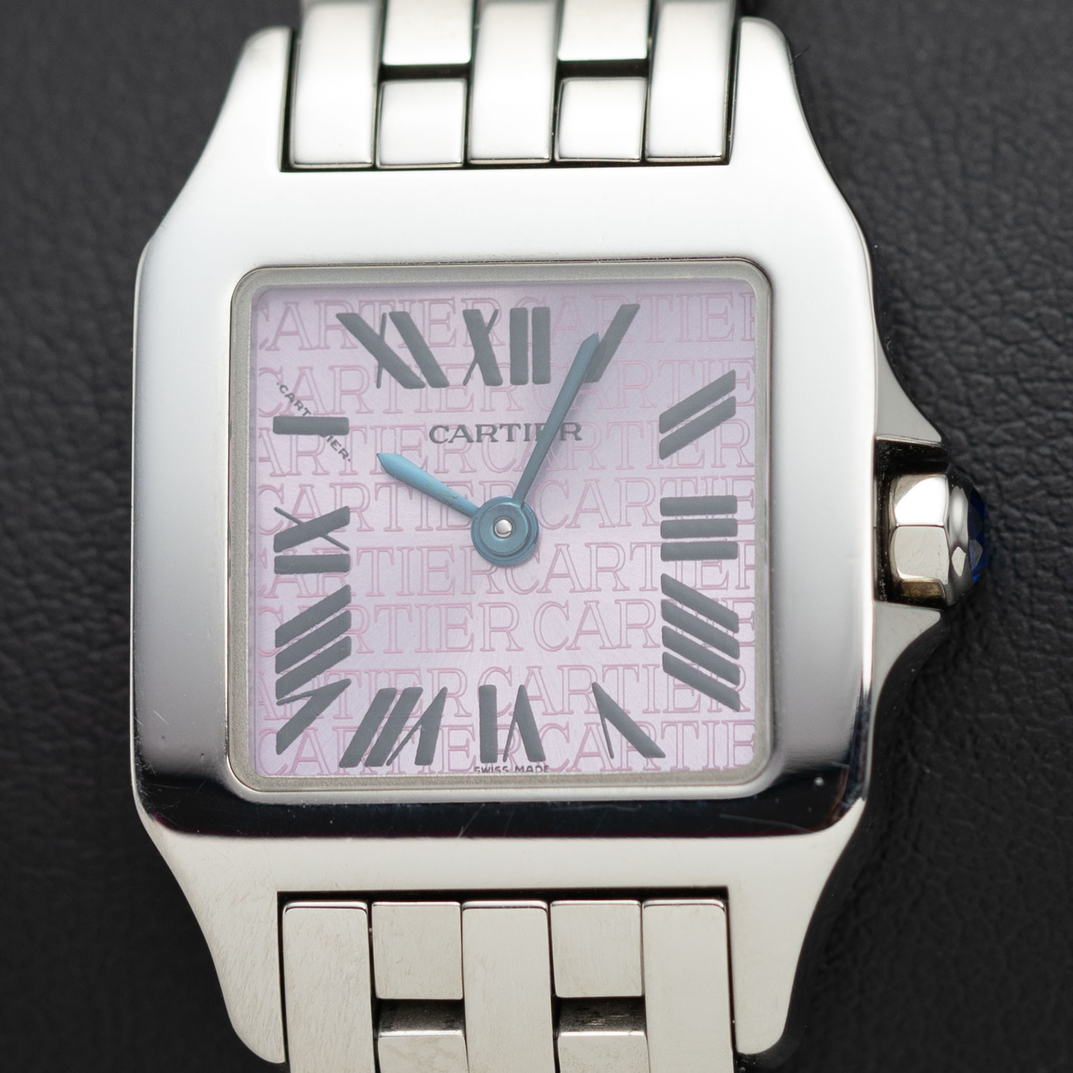 CARTIER SANTOS DEMOISELLE Quartz Steel 20mm ~4TCW DIAMOND Watch Pink MOP Dial Buy Cartier Santos Demoiselle Yellow Gold WF902004  main image 4