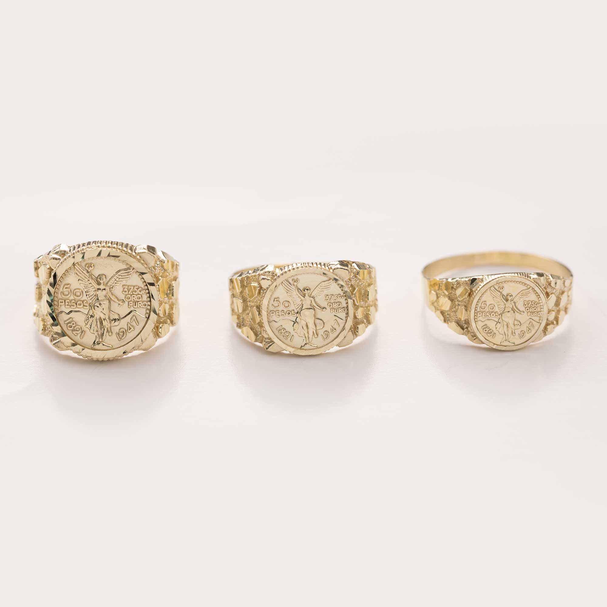 10K GOLD Mexican 50 Pesos Centenario Nugget Signet Ring 10K Yellow