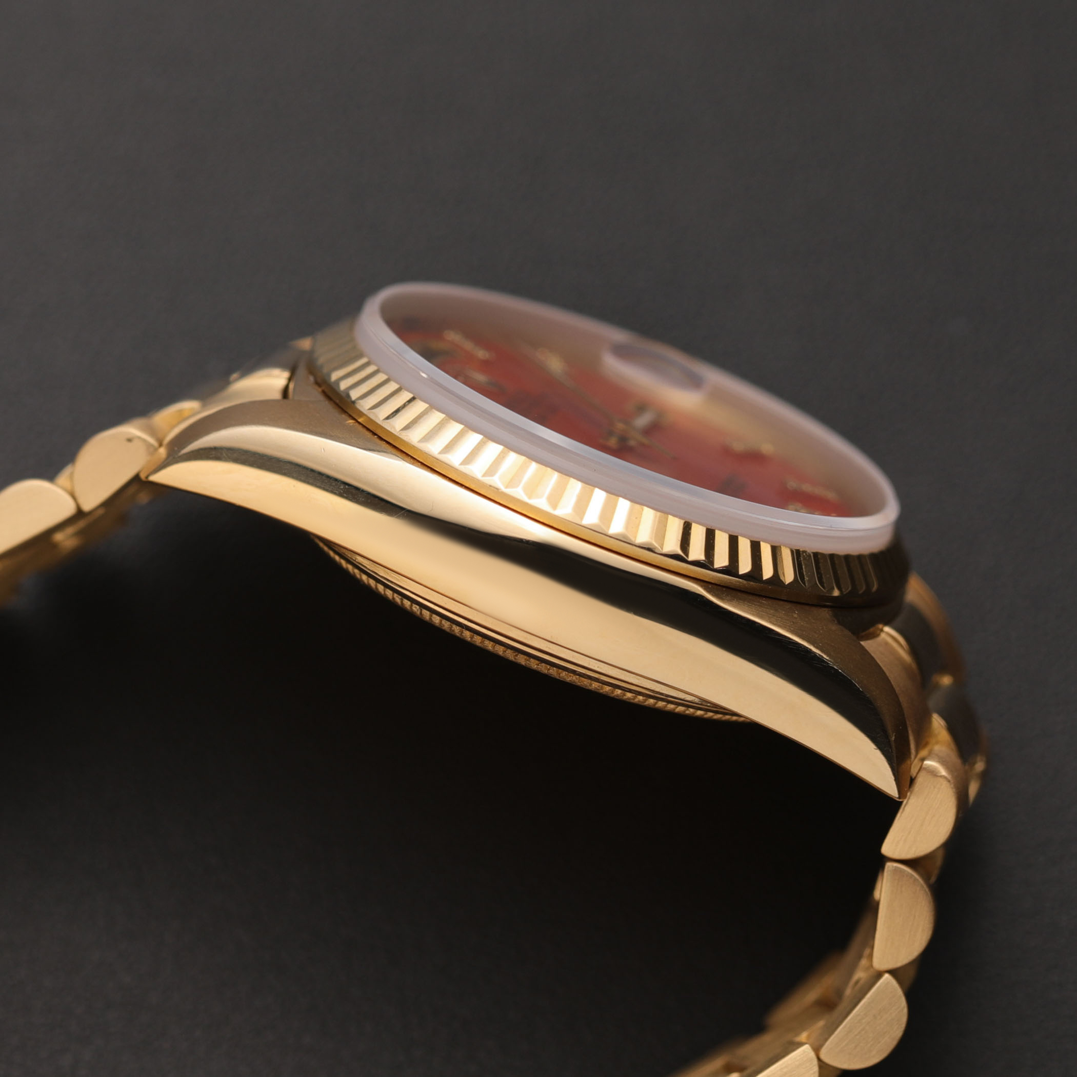 Presidential Rolex Day-Date 18238 Fluted Bezel Watch 36mm Burnt