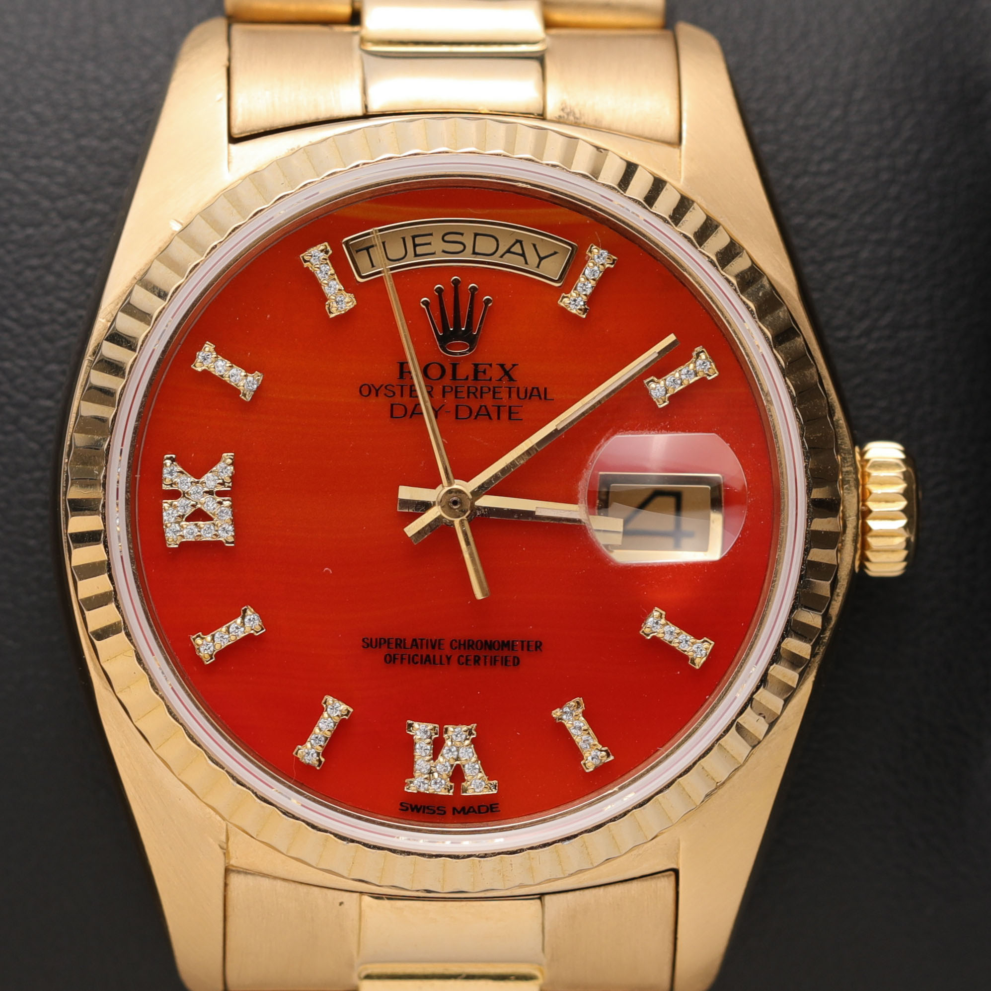 はる Presidential Rolex Day-Date 18238 Fluted Bezel Watch 36mm Burnt