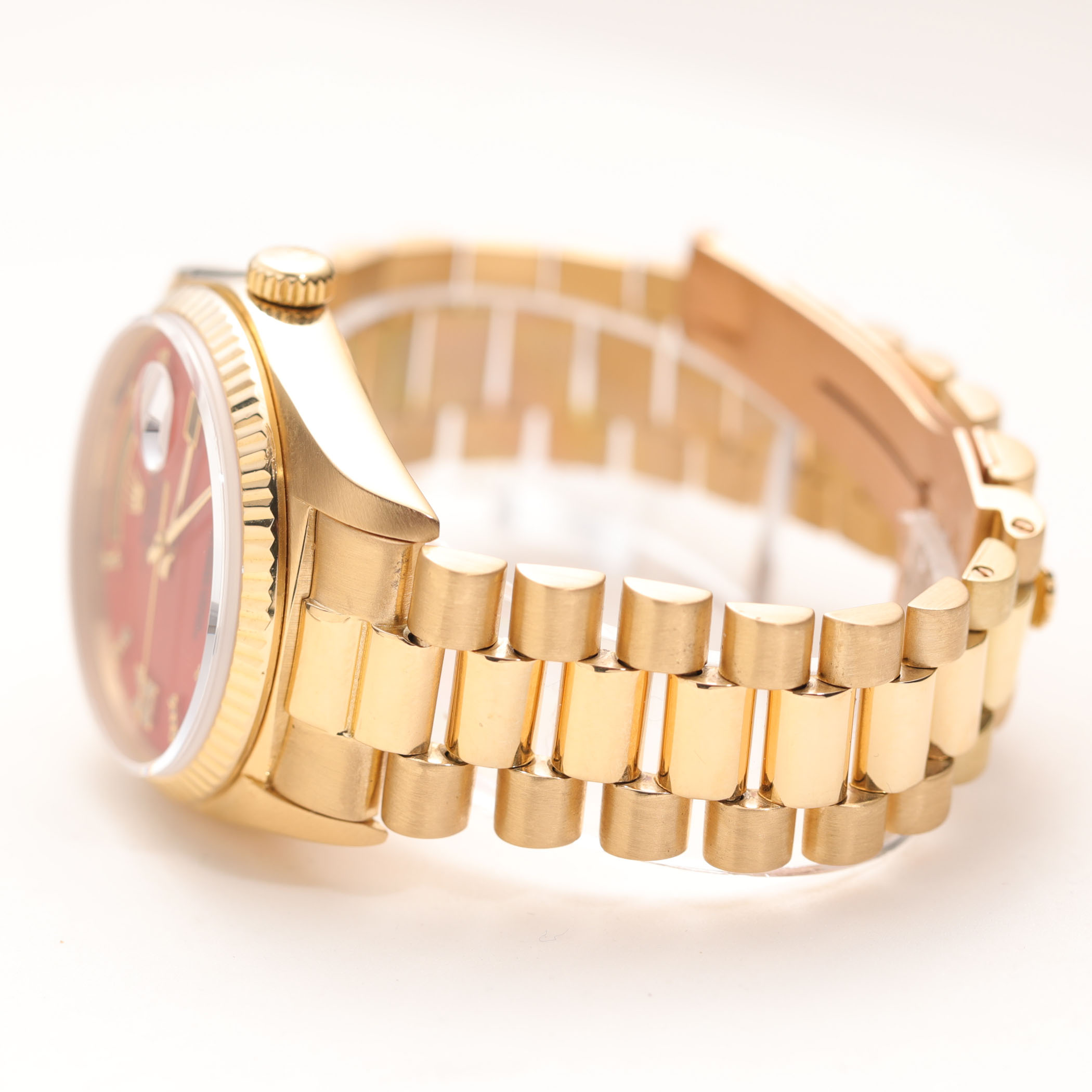 Presidential Rolex Day-Date 18238 Fluted Bezel Watch 36mm Burnt