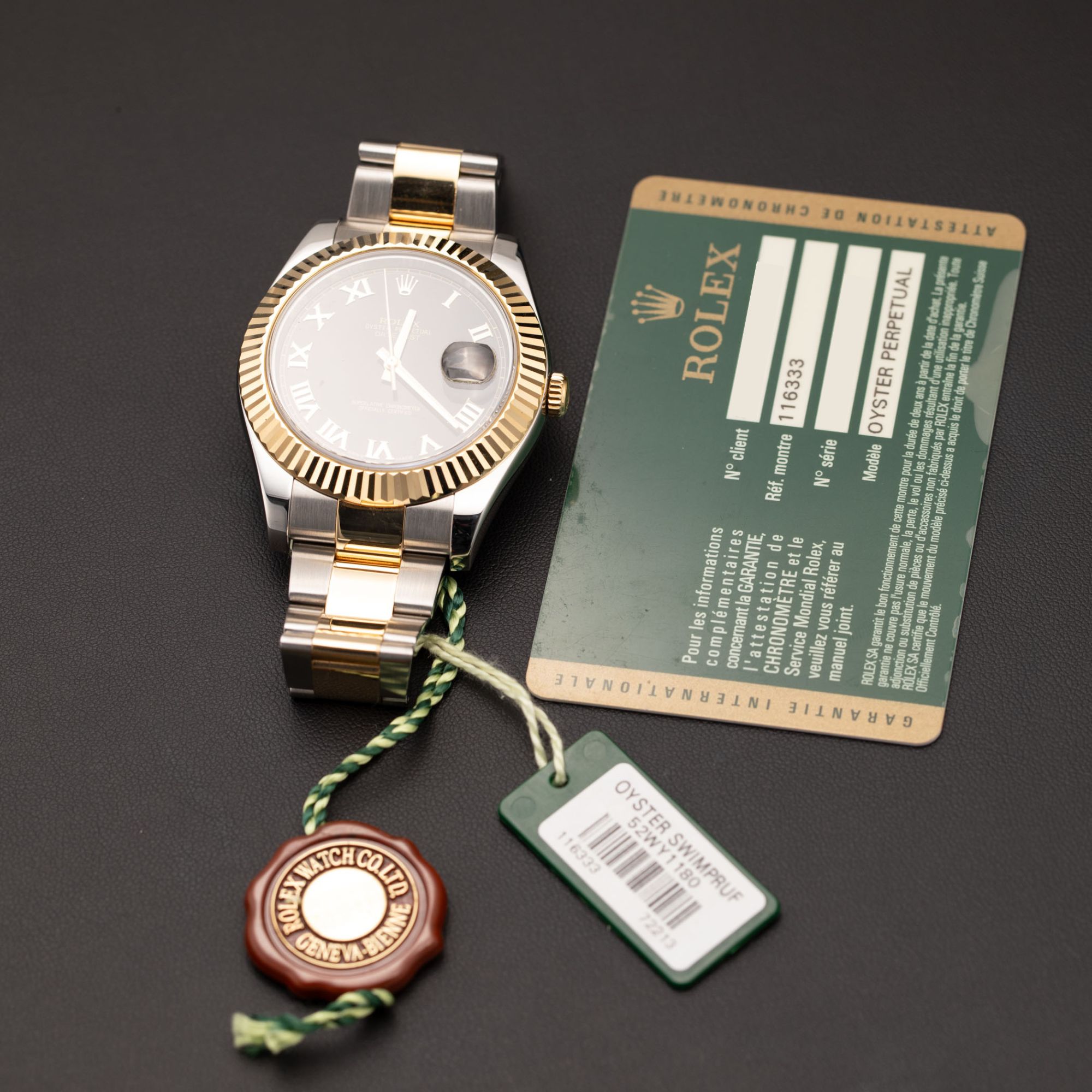 トップス LESS TAILOR Rolex Datejust 116333 Fluted Bezel Black Roman Dial Watch 41mm BOX