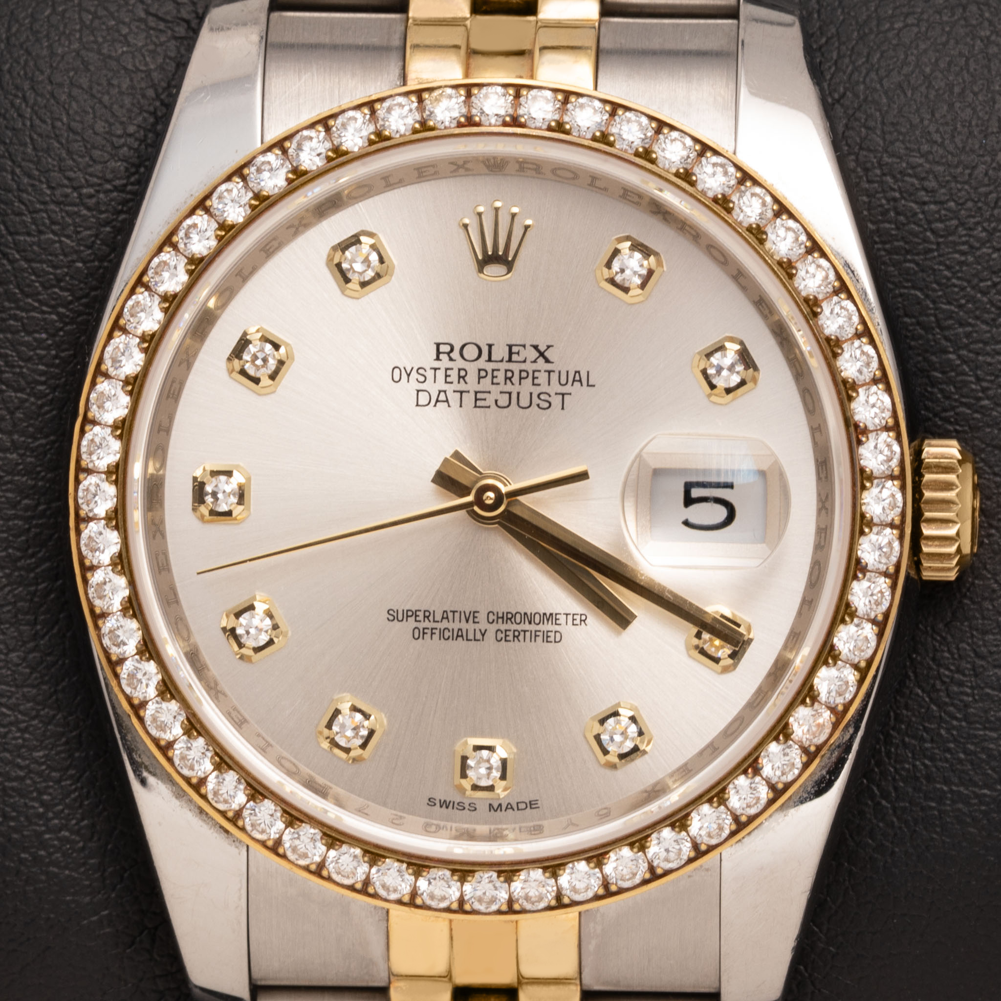 Rolex Watch Diamond Bezel Datejust 116243 36mm Silver Dial BOX