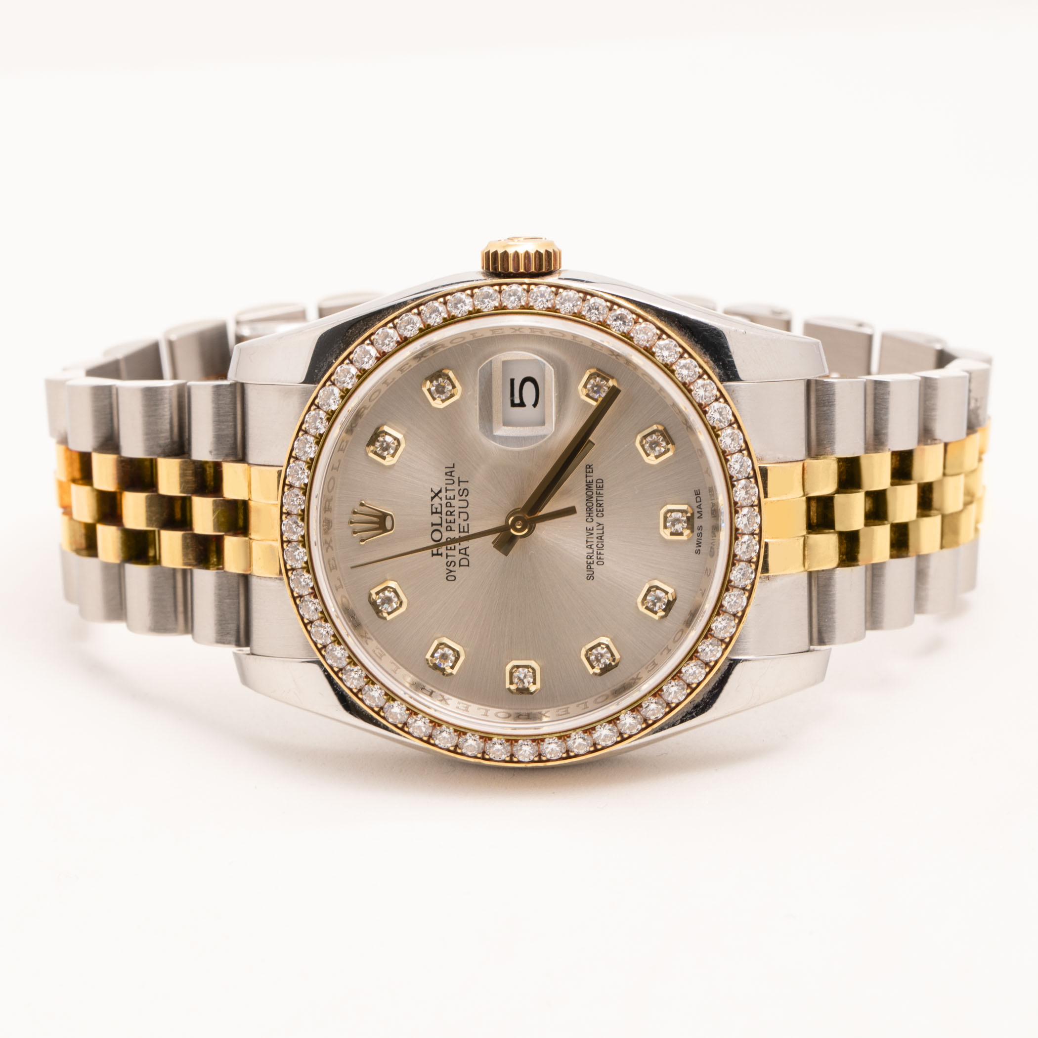 Rolex Watch Diamond Bezel Datejust 116243 36mm Silver Dial BOX