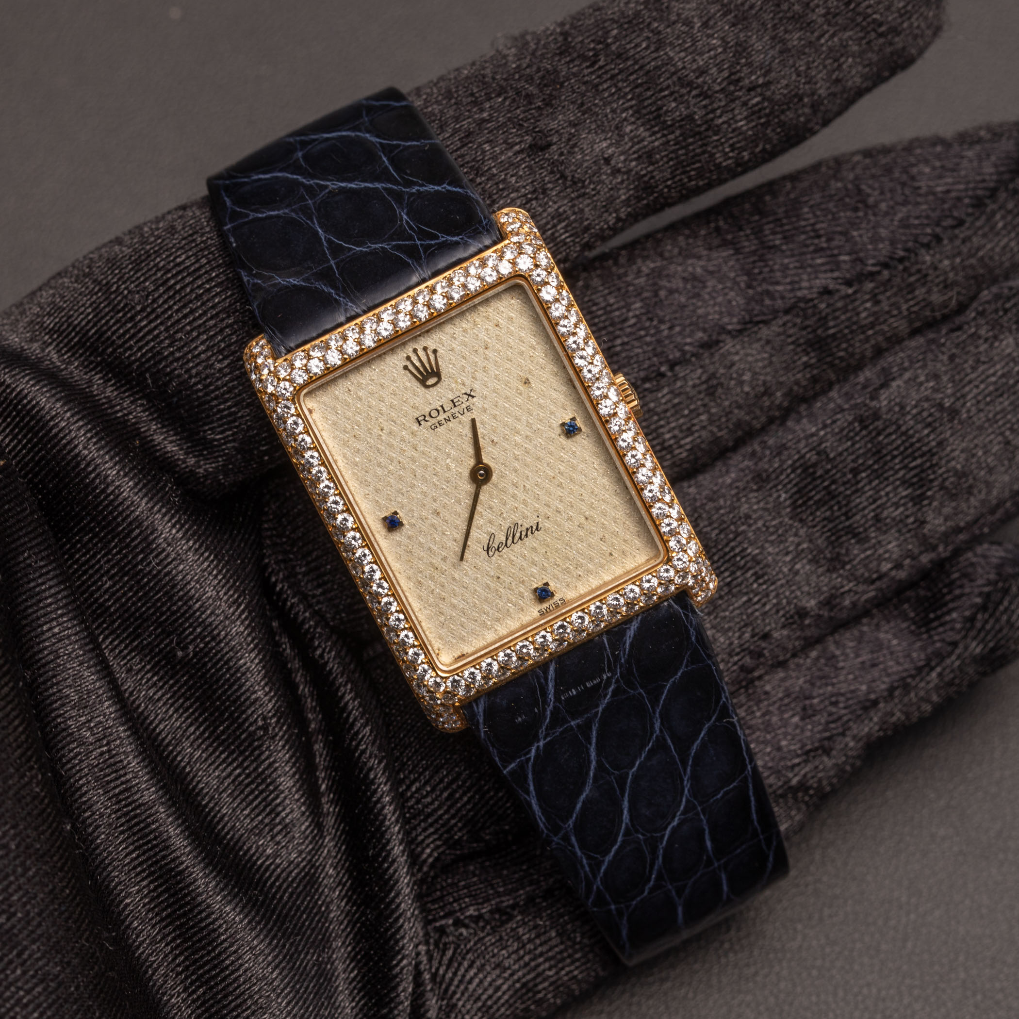 Rolex Cellini Watch Vintage 4931/8 Diamond Bezel 24mm Champagne