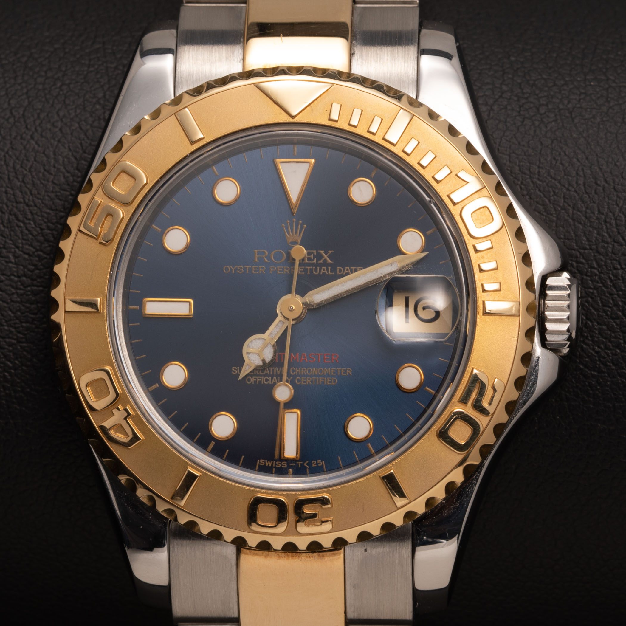 Rolex Yacht-Master Watch 18K Gold Timing Bezel Oyster 35mm Blue