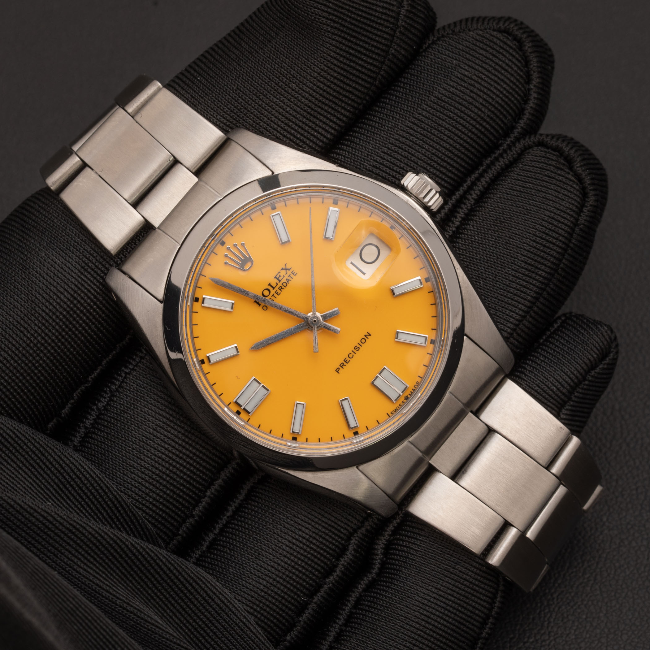 Rolex Watch Oysterdate Precision Smooth Bezel 34mm Orange Dial 
