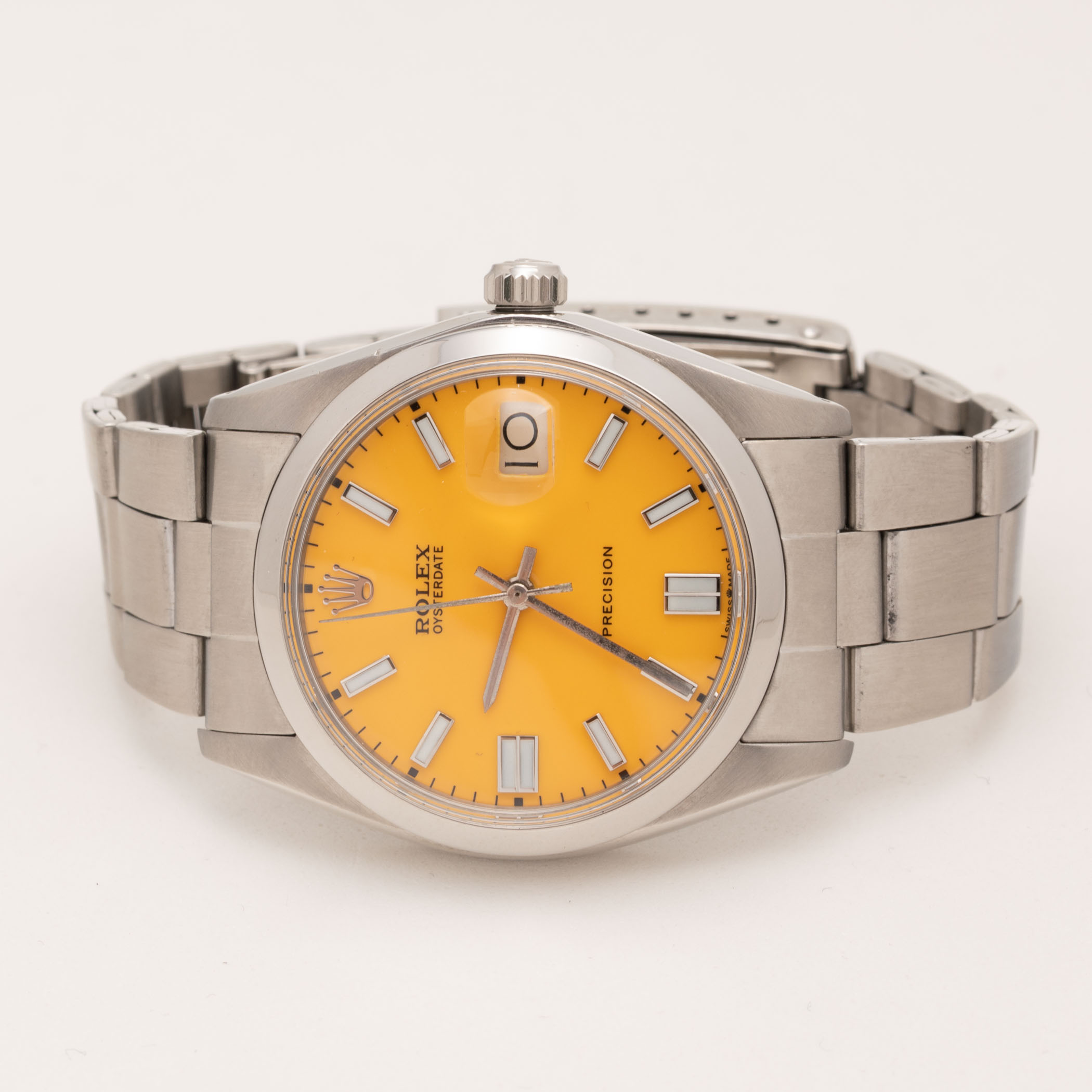 Rolex Watch Oysterdate Precision Smooth Bezel 34mm Orange Dial