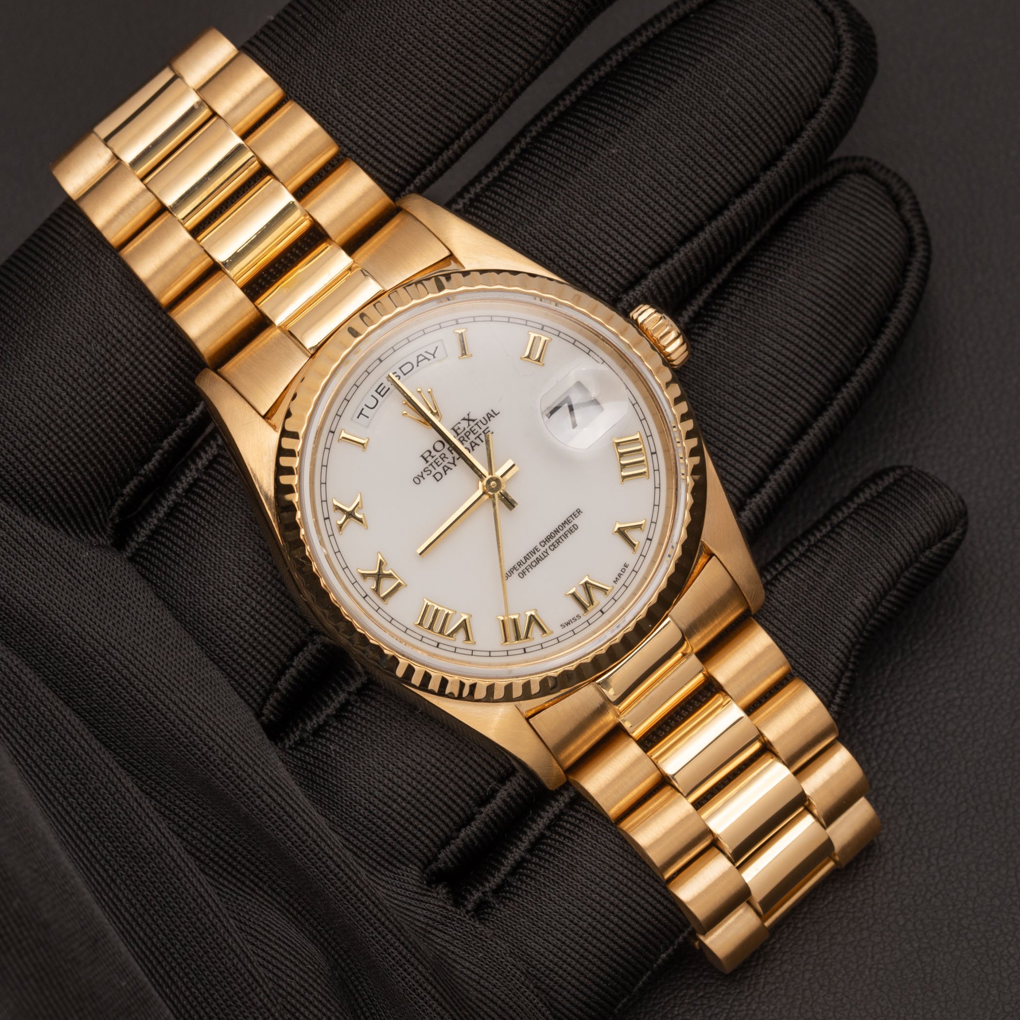 Rolex Day-Date Watch Presidential 18K Yellow Gold 36mm White Dial