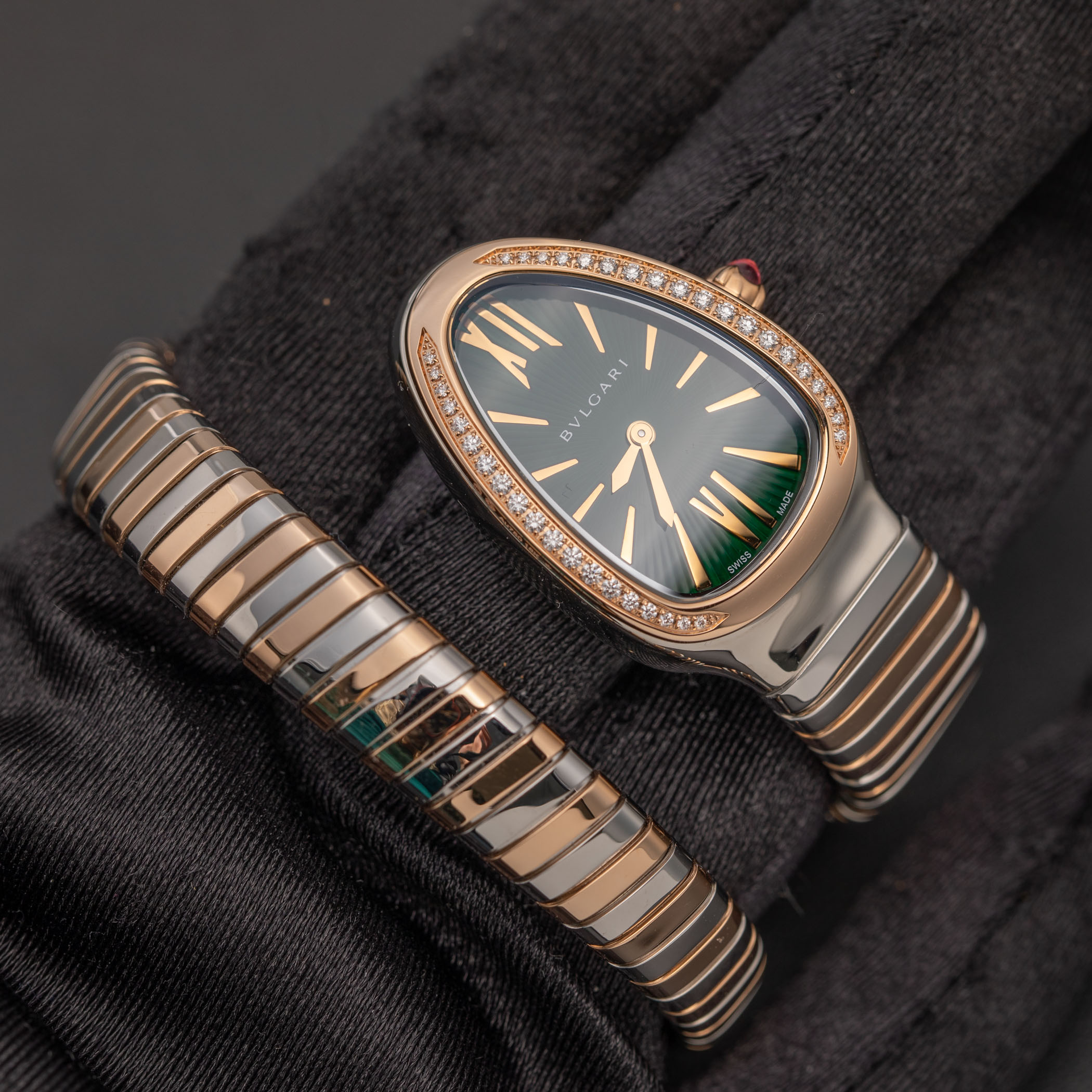Bvlgari Serpenti Tubogas Watch 35MM18K Rose Gold & Steel Green