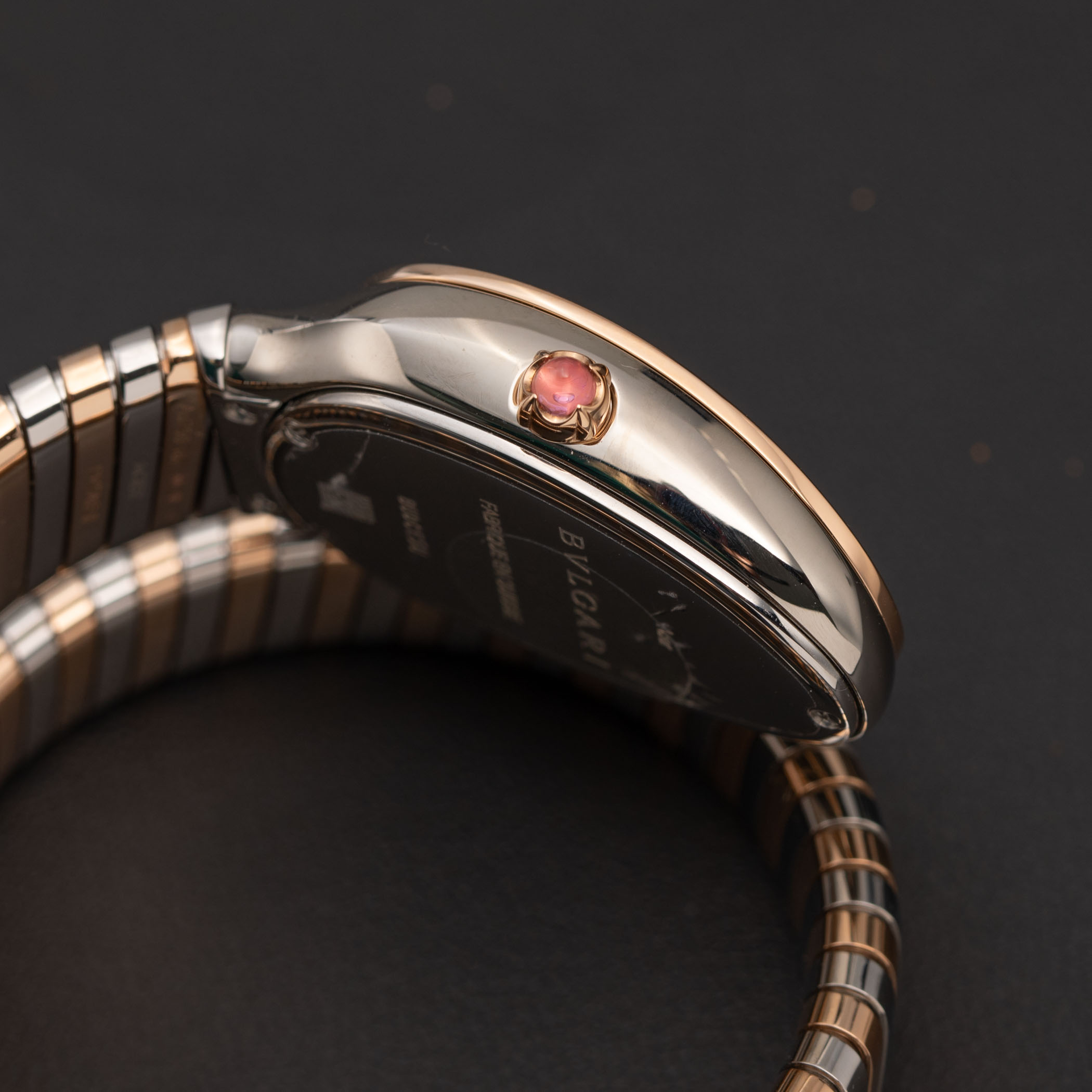 Serpenti Style Wrap Watch –Brown & Black Faux Leather Rose Gold Tone Silver Dial Bulgari SERPENTI SPIGA brown watch main image 3
