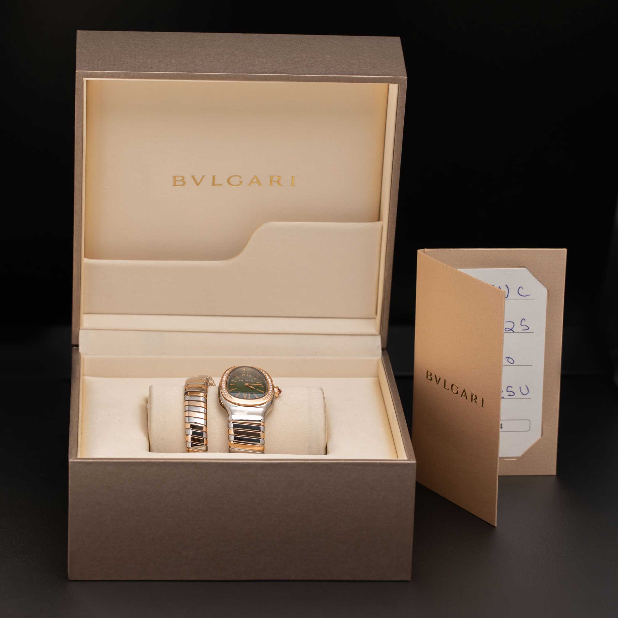 Bvlgari Serpenti Tubogas Watch 35MM18K Rose Gold & Steel Green