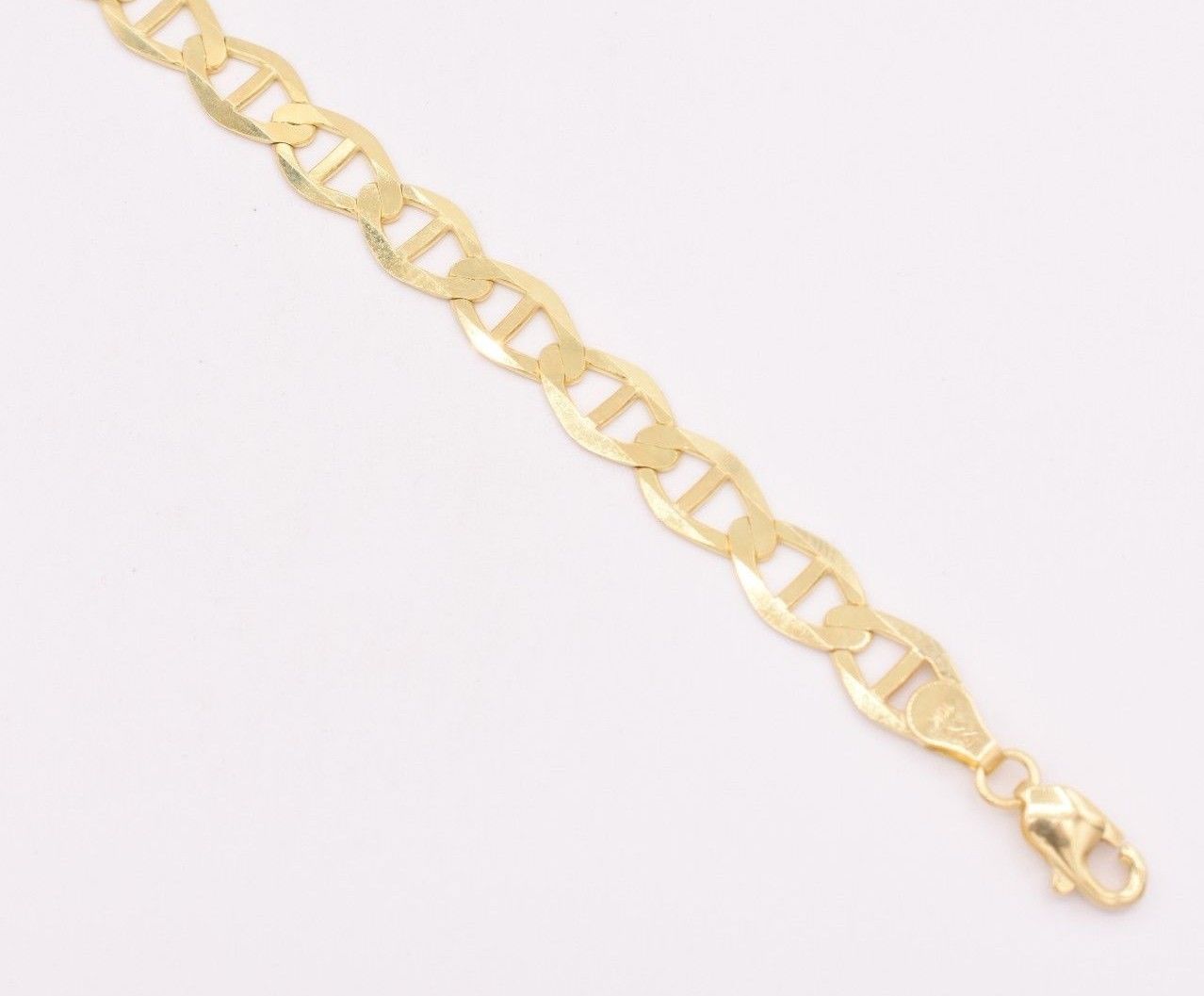 6mm Mariner Anchor Gucci Link Chain Bracelet Real Solid 10K Yellow
